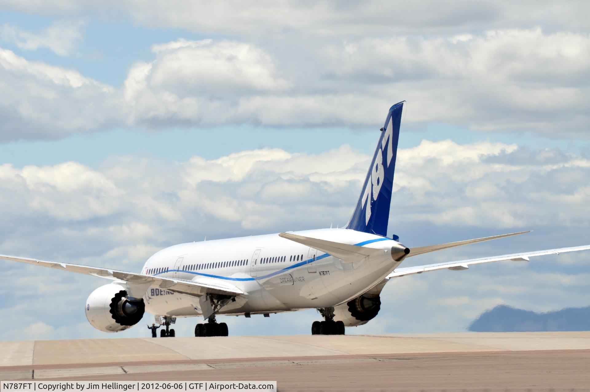 N787FT, 2010 Boeing 787-8 Dreamliner C/N 40694, Boeing 787-8 at Great Falls International (GTF) on a VERY Windy day!