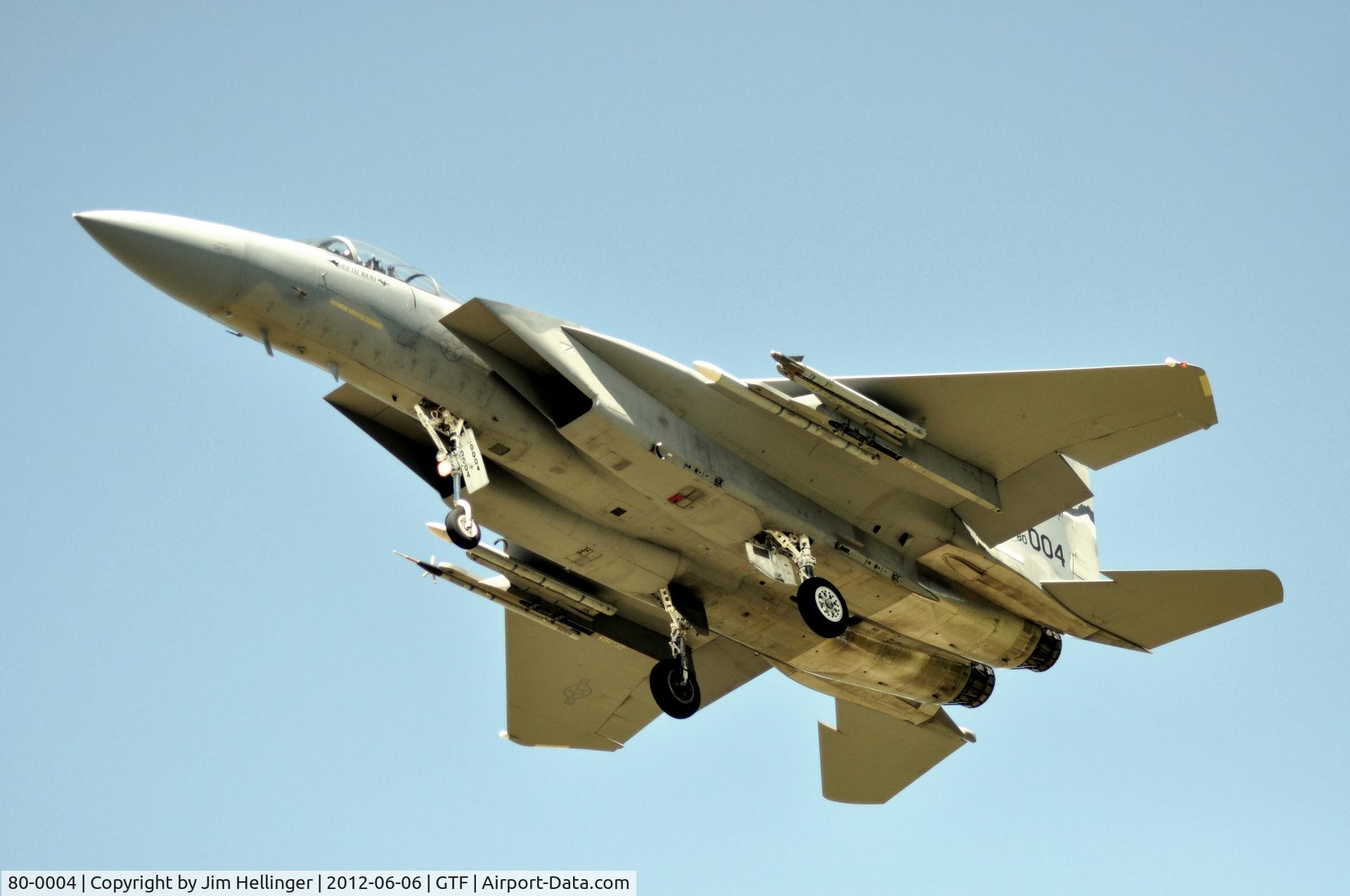 80-0004, 1980 McDonnell Douglas F-15C Eagle C/N 0638/C153, 120th Fighter Wing (Montana ANG) F-15C landing at GTF
