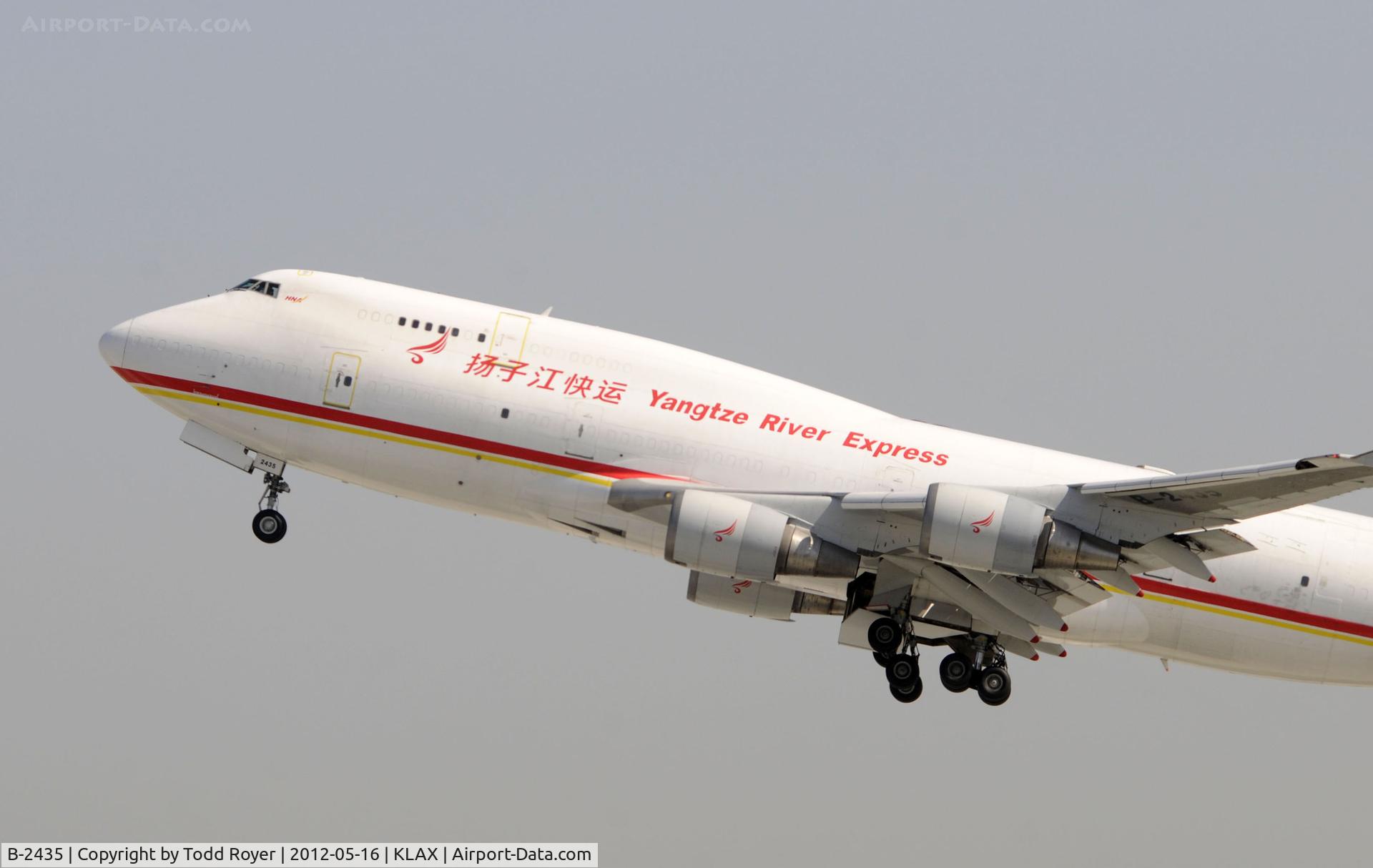 B-2435, 1997 Boeing 747-481(BDSF) C/N 28282, departing LAX on 25R