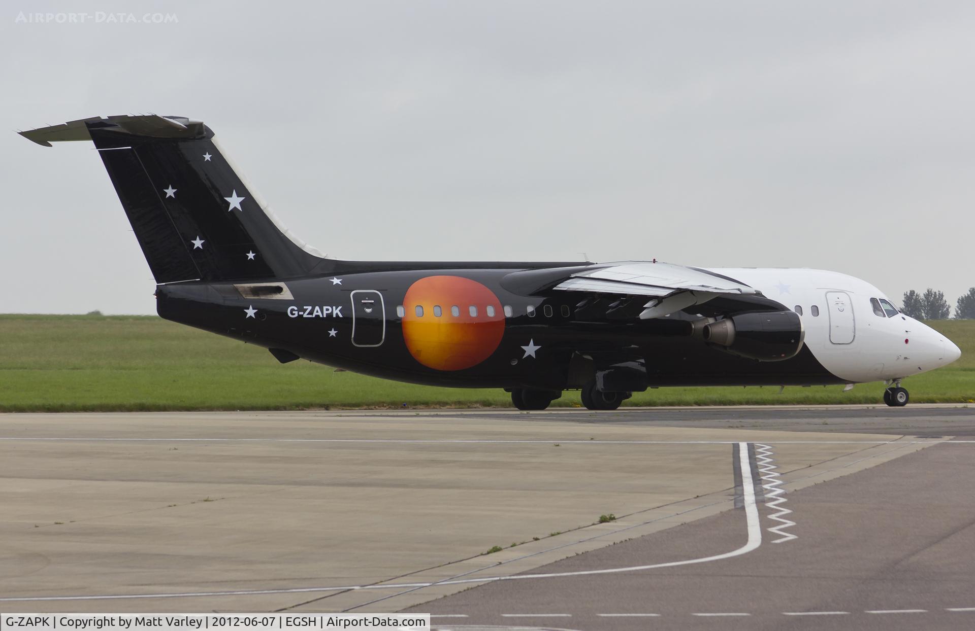 G-ZAPK, 1989 British Aerospace BAe.146-200QC Quick Change C/N E2148, About to depart on the morning LoganAir flight to Manchester.