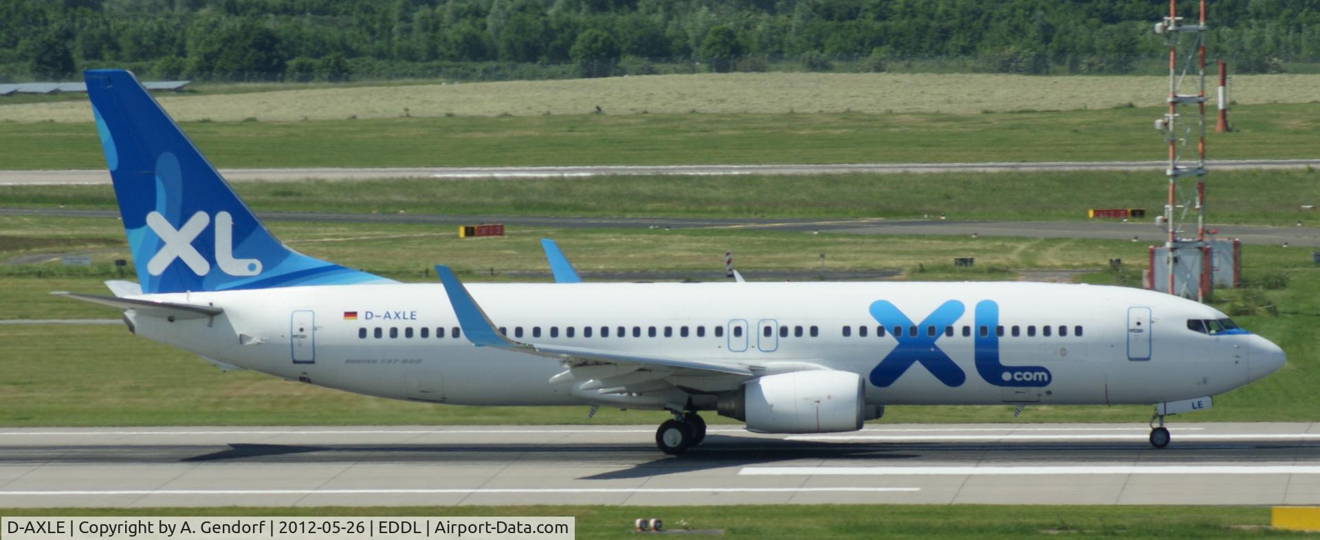 D-AXLE, 2007 Boeing 737-8Q8 C/N 30724, XL Airways Germany, is seen here running down Rwy05R at Düsseldorf Int´l (EDDL)