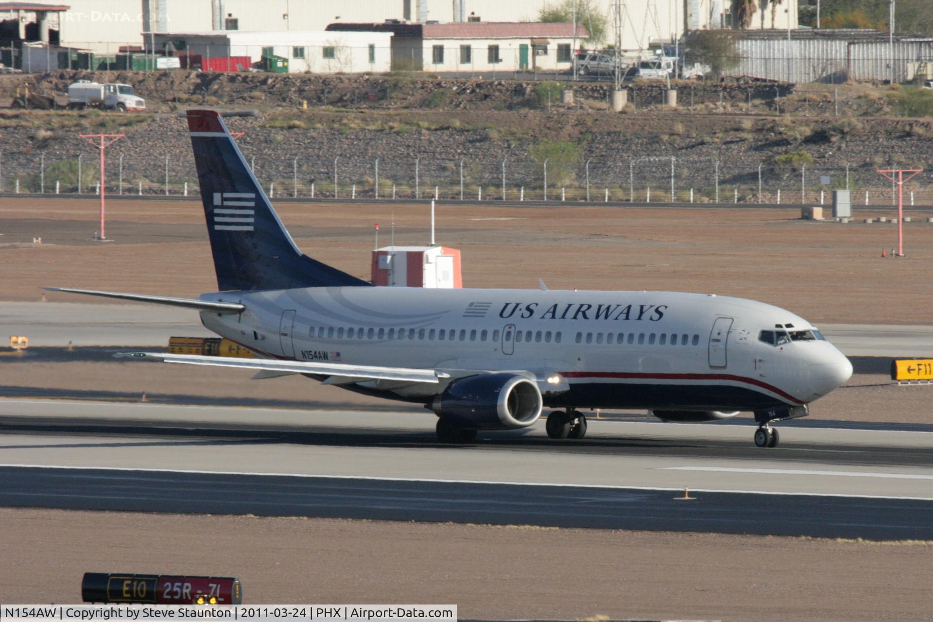 N154AW, 1987 Boeing 737-3G7 C/N 23776, Taken at Phoenix Sky Harbor Airport, in March 2011 whilst on an Aeroprint Aviation tour