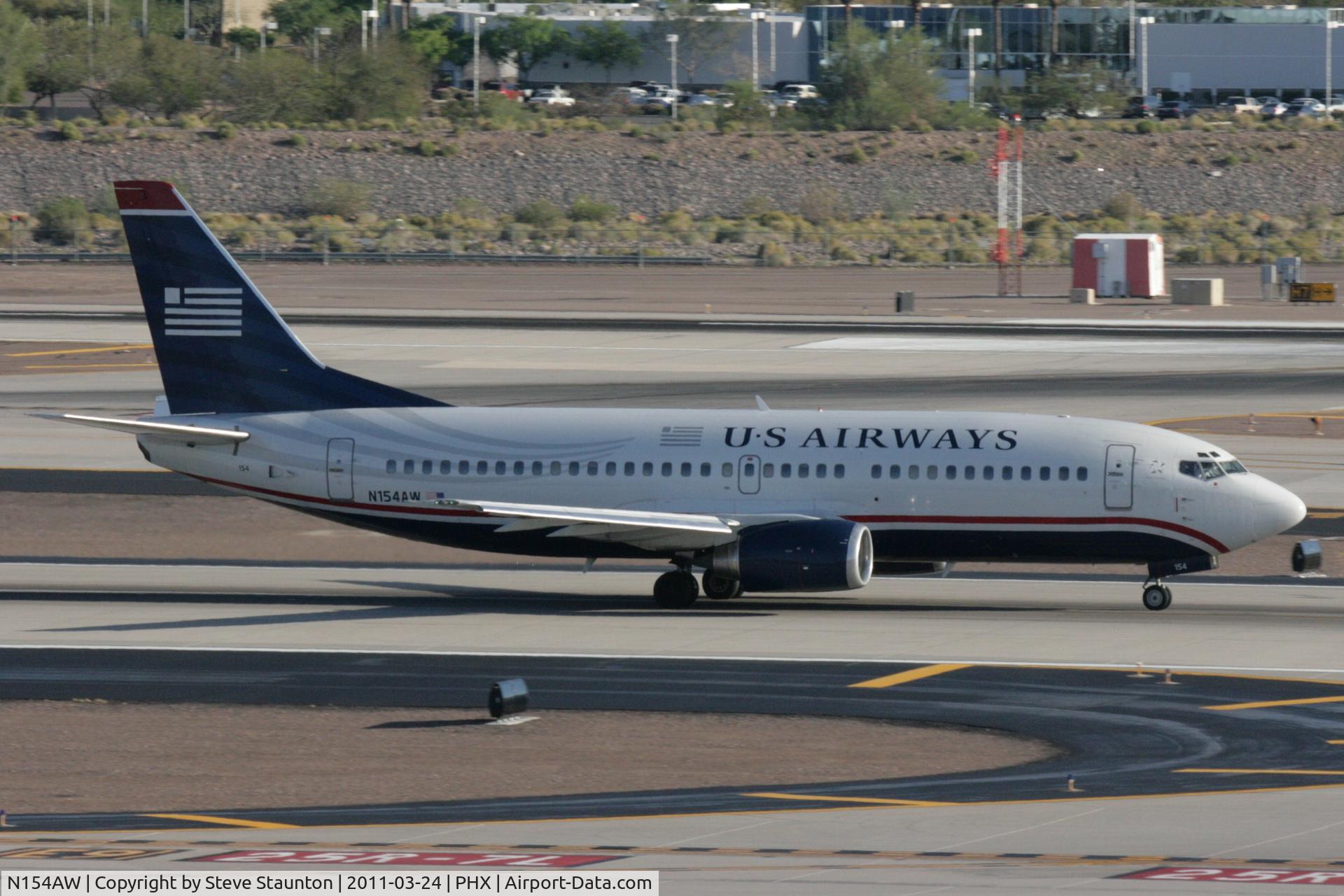 N154AW, 1987 Boeing 737-3G7 C/N 23776, Taken at Phoenix Sky Harbor Airport, in March 2011 whilst on an Aeroprint Aviation tour