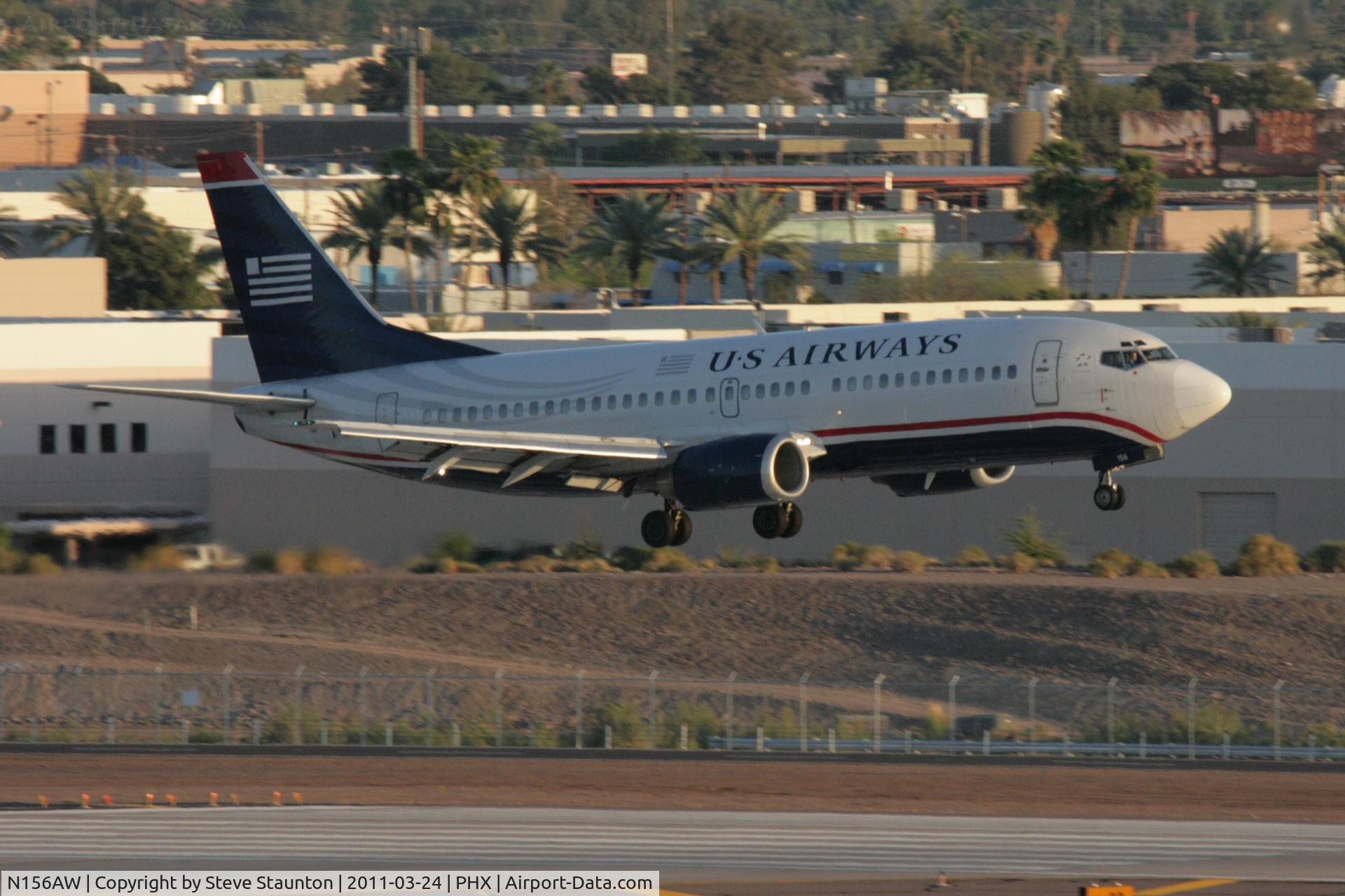 N156AW, 1987 Boeing 737-3G7 C/N 23778, Taken at Phoenix Sky Harbor Airport, in March 2011 whilst on an Aeroprint Aviation tour