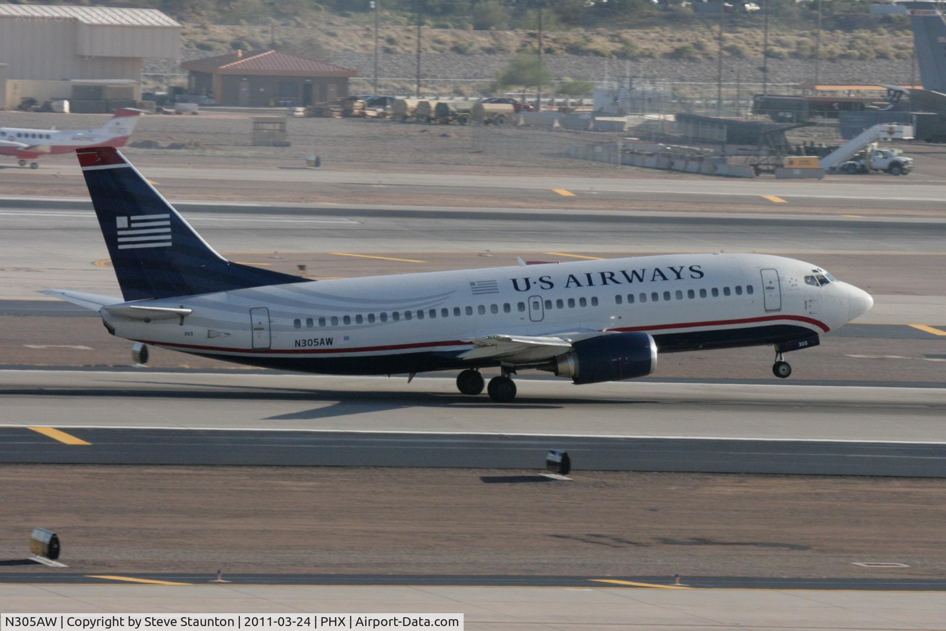 N305AW, 1988 Boeing 737-3G7 C/N 24012, Taken at Phoenix Sky Harbor Airport, in March 2011 whilst on an Aeroprint Aviation tour