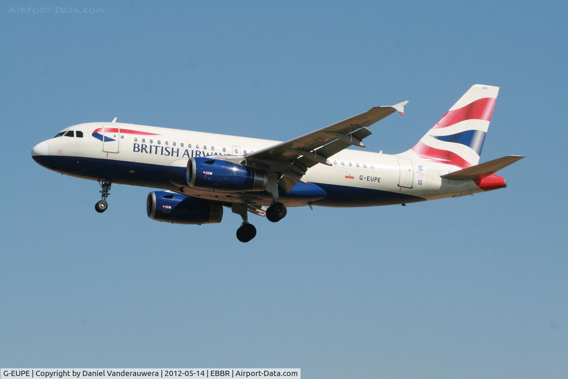 G-EUPE, 2000 Airbus A319-131 C/N 1193, Arrival of flight BA392 to RWY 25L