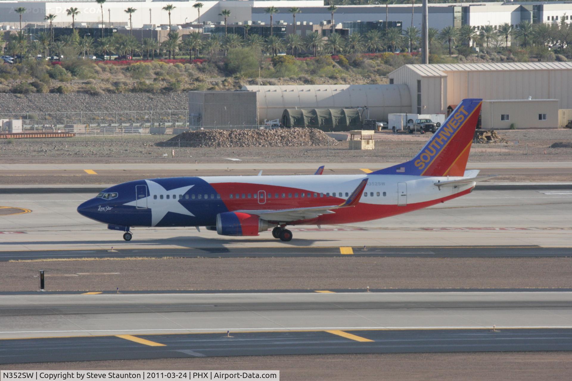 N352SW, 1990 Boeing 737-3H4 C/N 24888, Taken at Phoenix Sky Harbor Airport, in March 2011 whilst on an Aeroprint Aviation tour