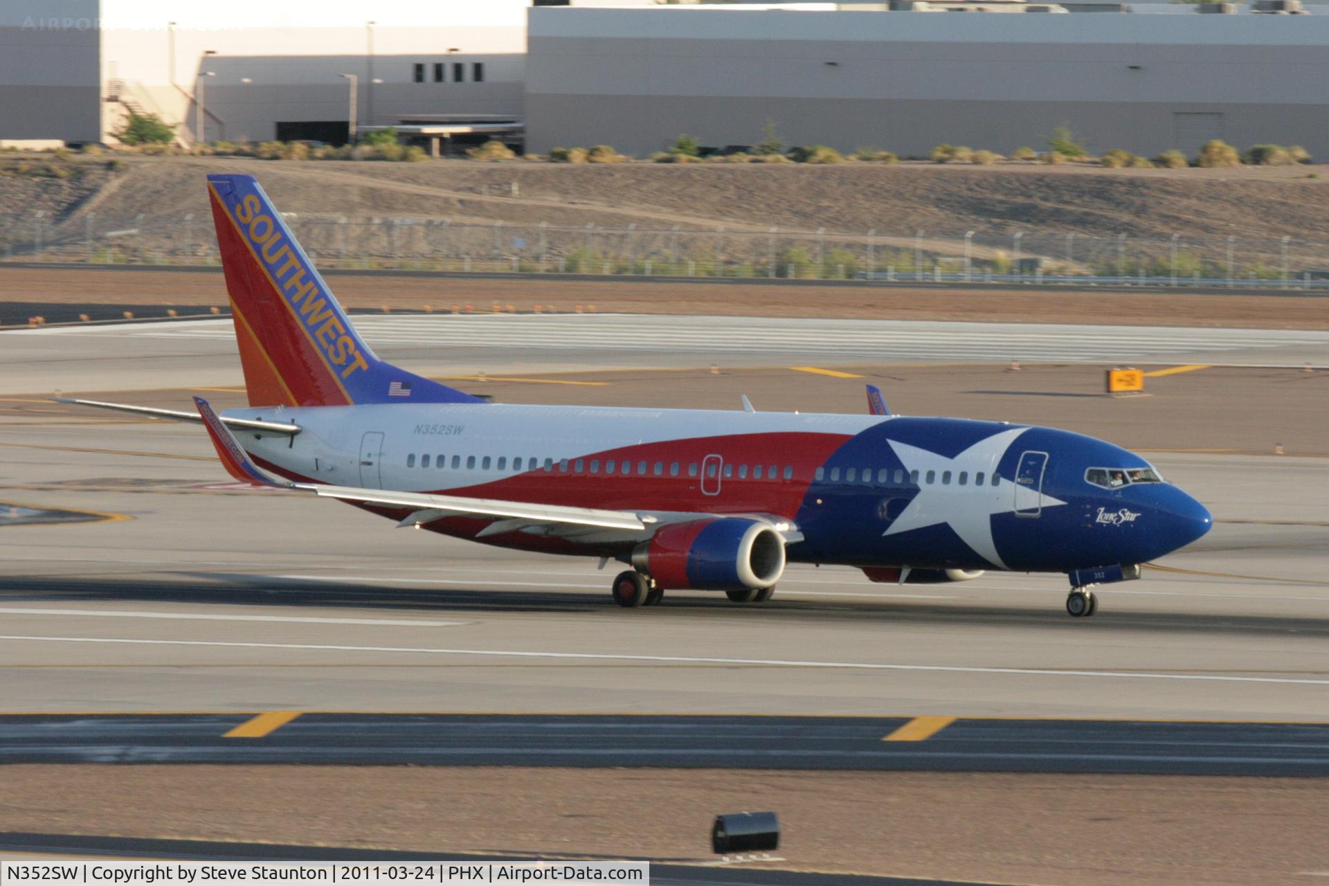 N352SW, 1990 Boeing 737-3H4 C/N 24888, Taken at Phoenix Sky Harbor Airport, in March 2011 whilst on an Aeroprint Aviation tour
