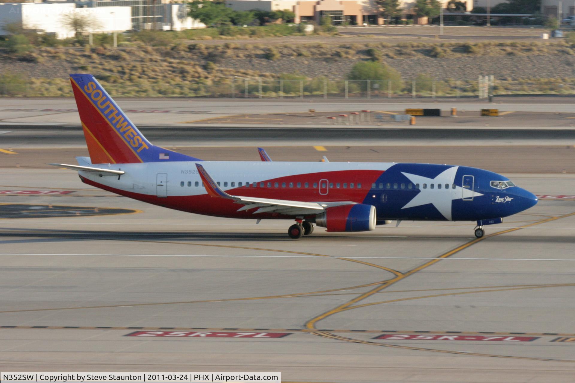 N352SW, 1990 Boeing 737-3H4 C/N 24888, Taken at Phoenix Sky Harbor Airport, in March 2011 whilst on an Aeroprint Aviation tour