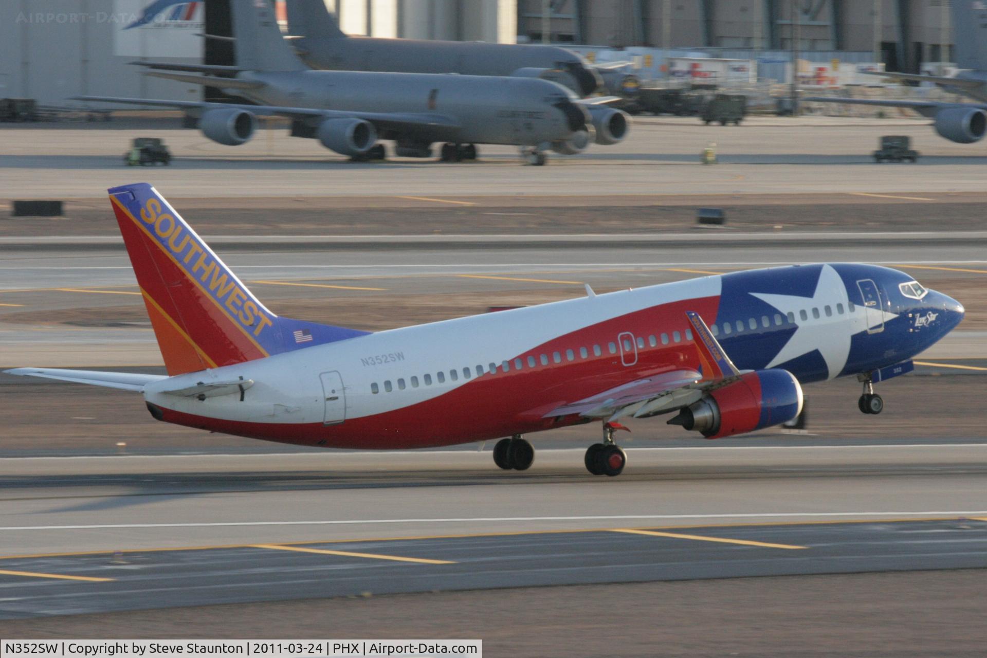 N352SW, 1990 Boeing 737-3H4 C/N 24888, Taken at Phoenix Sky Harbor Airport, in March 2011 whilst on an Aeroprint Aviation tour
