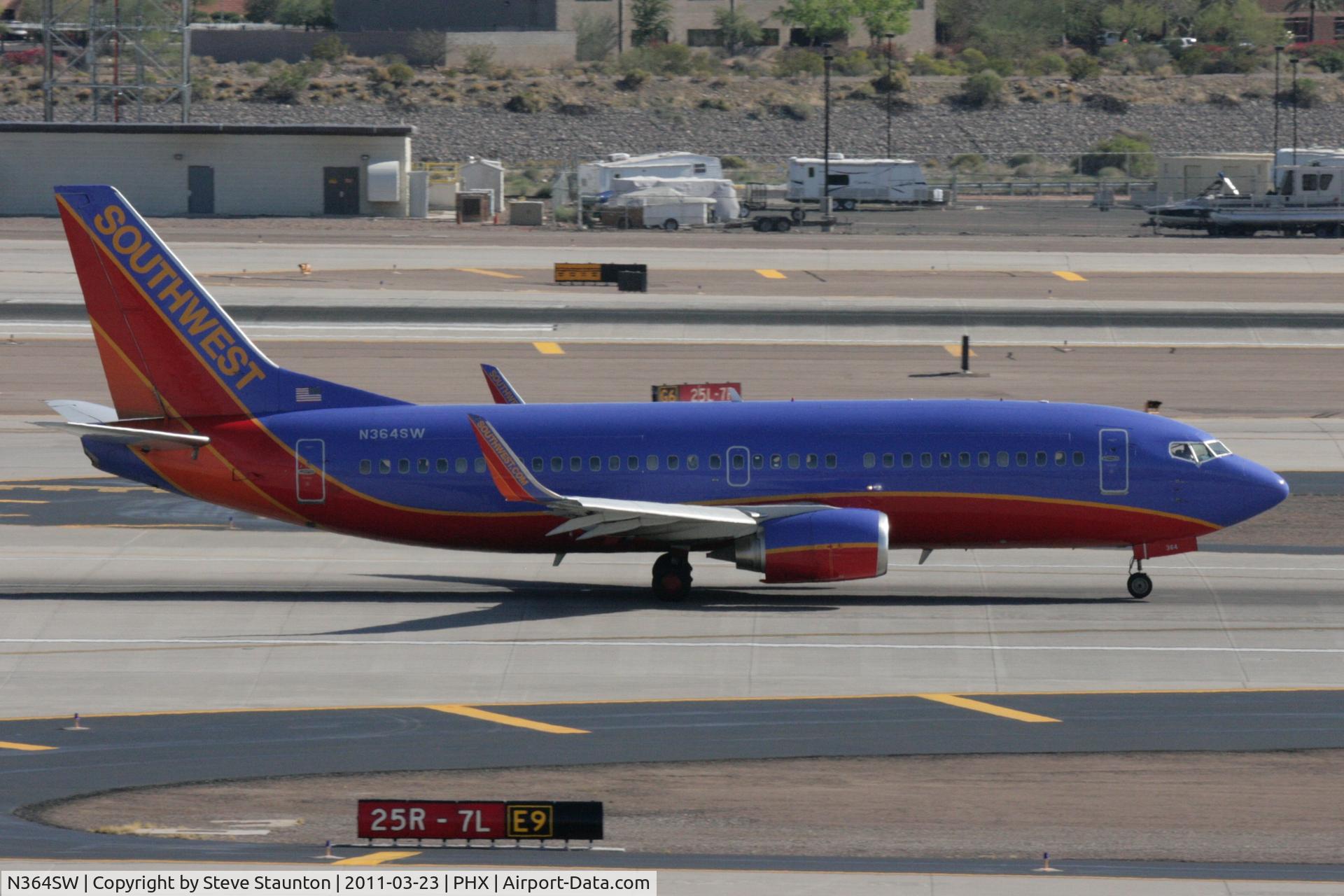 N364SW, 1993 Boeing 737-3H4 C/N 26575, Taken at Phoenix Sky Harbor Airport, in March 2011 whilst on an Aeroprint Aviation tour