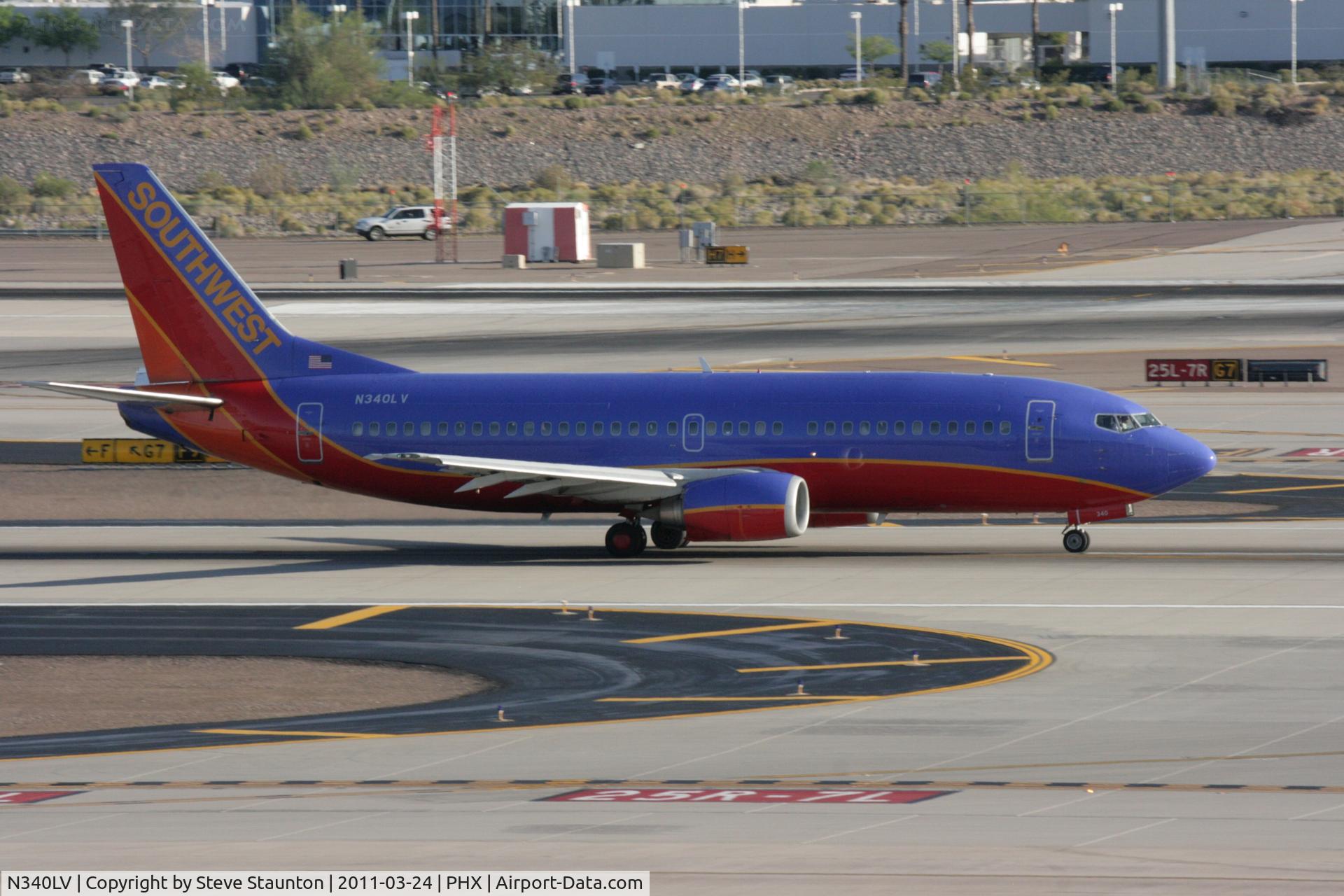 N340LV, 1987 Boeing 737-3K2 C/N 23738, Taken at Phoenix Sky Harbor Airport, in March 2011 whilst on an Aeroprint Aviation tour