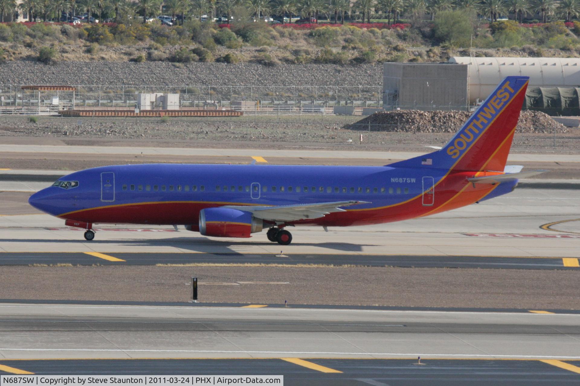 N687SW, 1986 Boeing 737-3Q8 C/N 23388, Taken at Phoenix Sky Harbor Airport, in March 2011 whilst on an Aeroprint Aviation tour