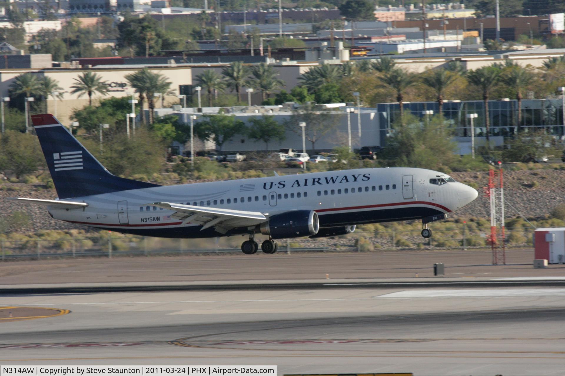 N314AW, 1987 Boeing 737-3S3 C/N 23733, Taken at Phoenix Sky Harbor Airport, in March 2011 whilst on an Aeroprint Aviation tour