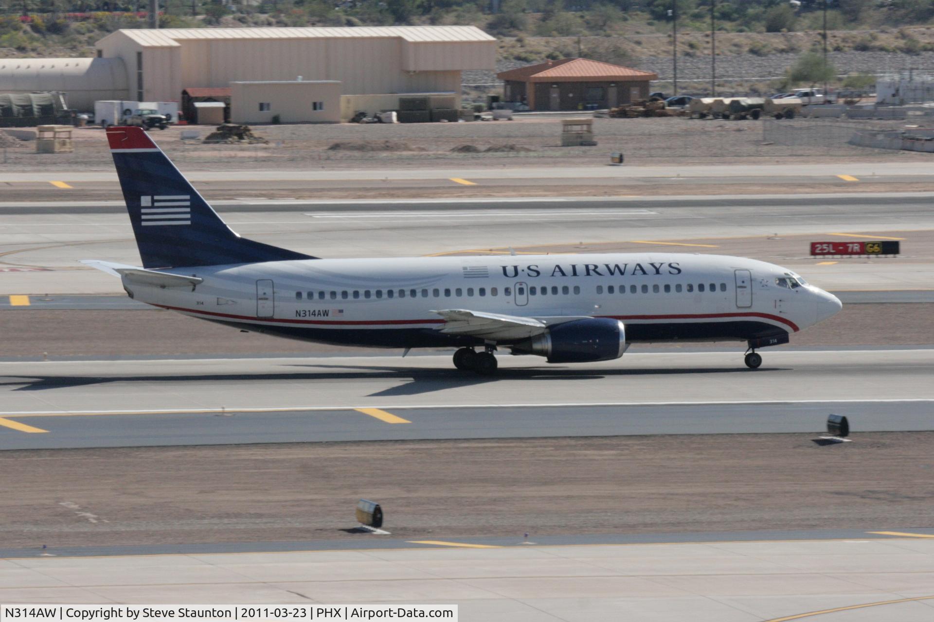 N314AW, 1987 Boeing 737-3S3 C/N 23733, Taken at Phoenix Sky Harbor Airport, in March 2011 whilst on an Aeroprint Aviation tour