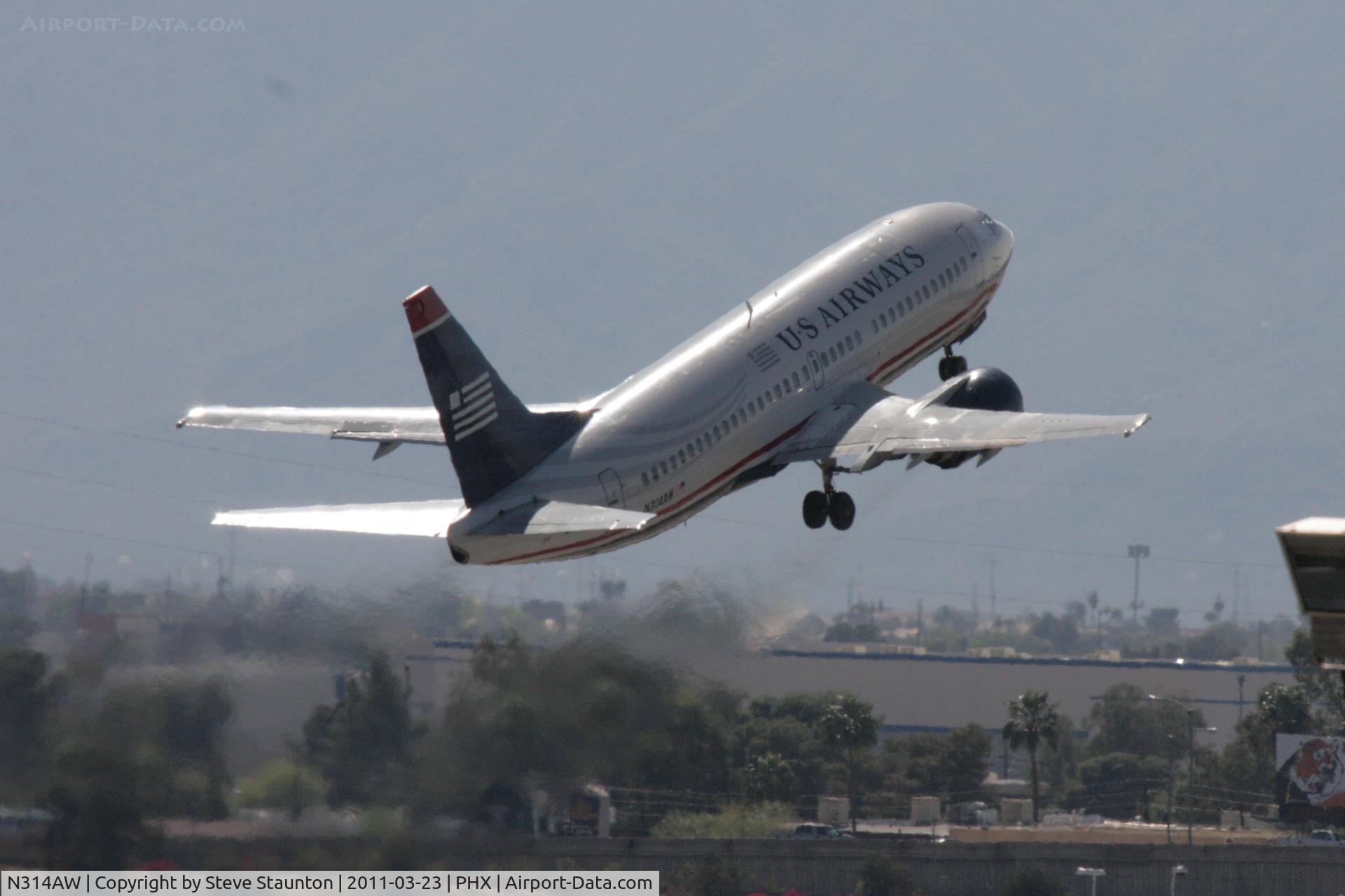 N314AW, 1987 Boeing 737-3S3 C/N 23733, Taken at Phoenix Sky Harbor Airport, in March 2011 whilst on an Aeroprint Aviation tour