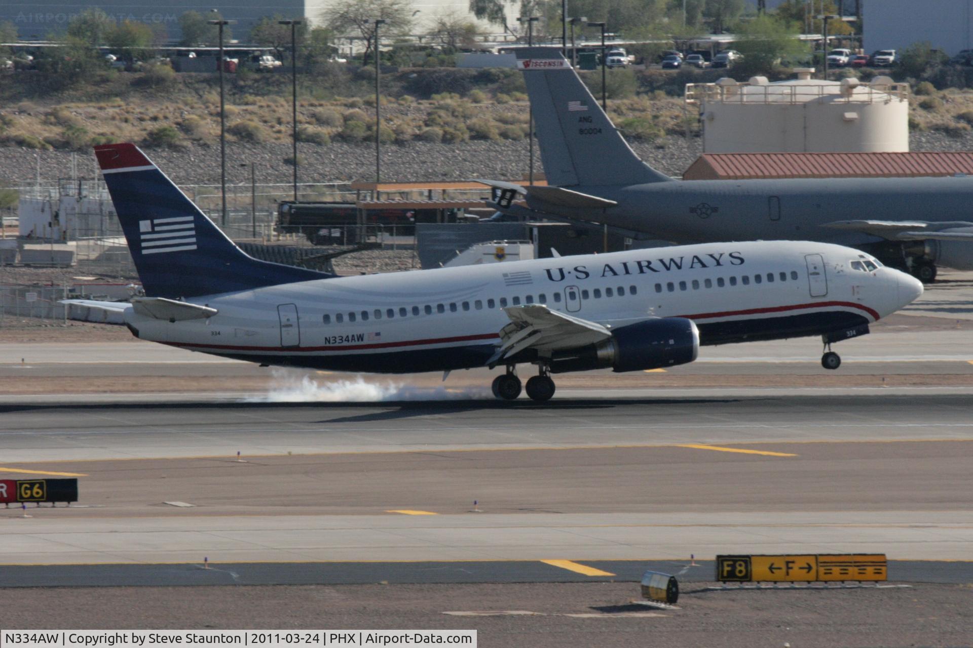 N334AW, 1987 Boeing 737-3Y0 C/N 23748, Taken at Phoenix Sky Harbor Airport, in March 2011 whilst on an Aeroprint Aviation tour