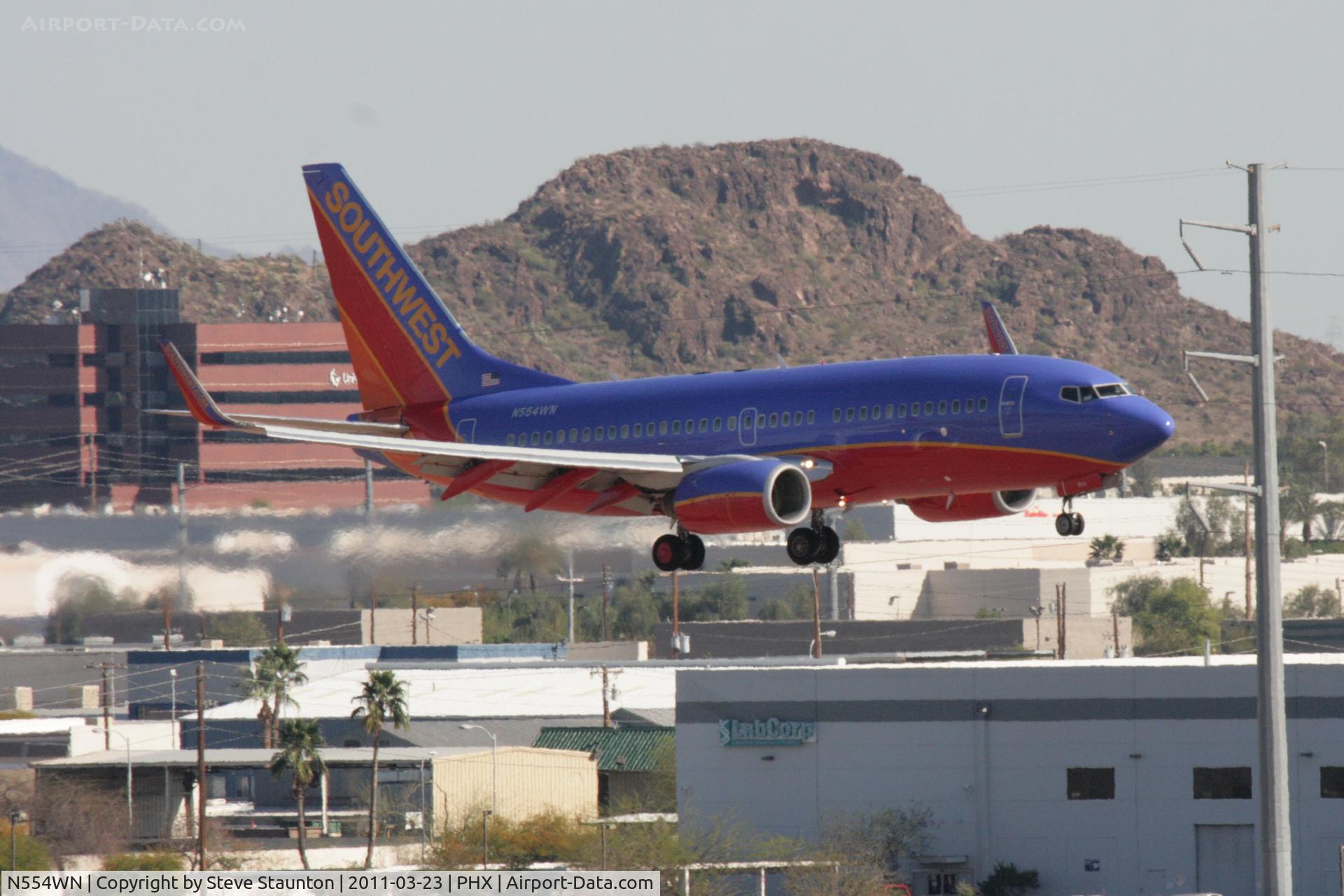 N554WN, 2002 Boeing 737-7BX C/N 30746, Taken at Phoenix Sky Harbor Airport, in March 2011 whilst on an Aeroprint Aviation tour