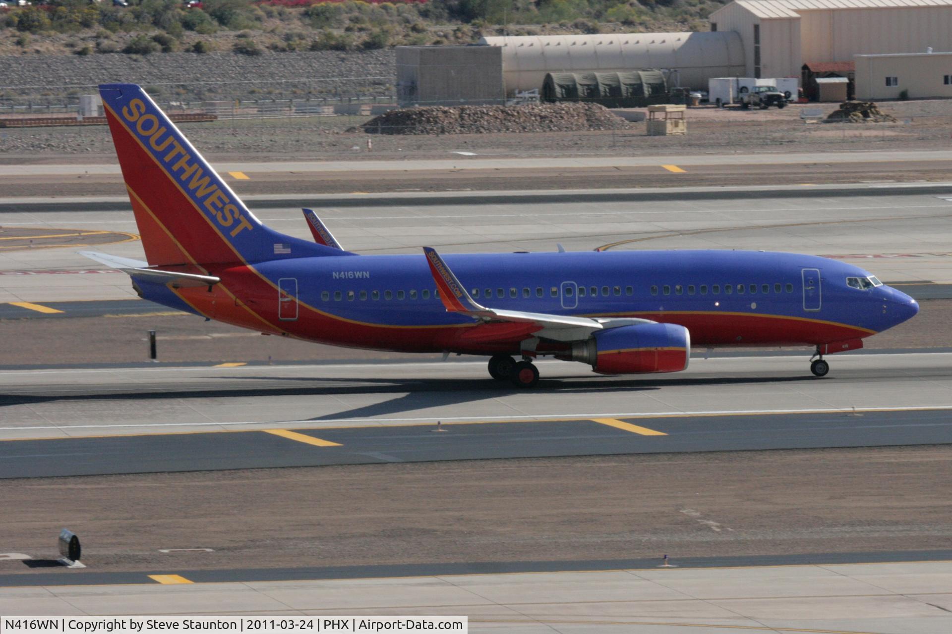 N416WN, 2001 Boeing 737-7H4 C/N 32453, Taken at Phoenix Sky Harbor Airport, in March 2011 whilst on an Aeroprint Aviation tour