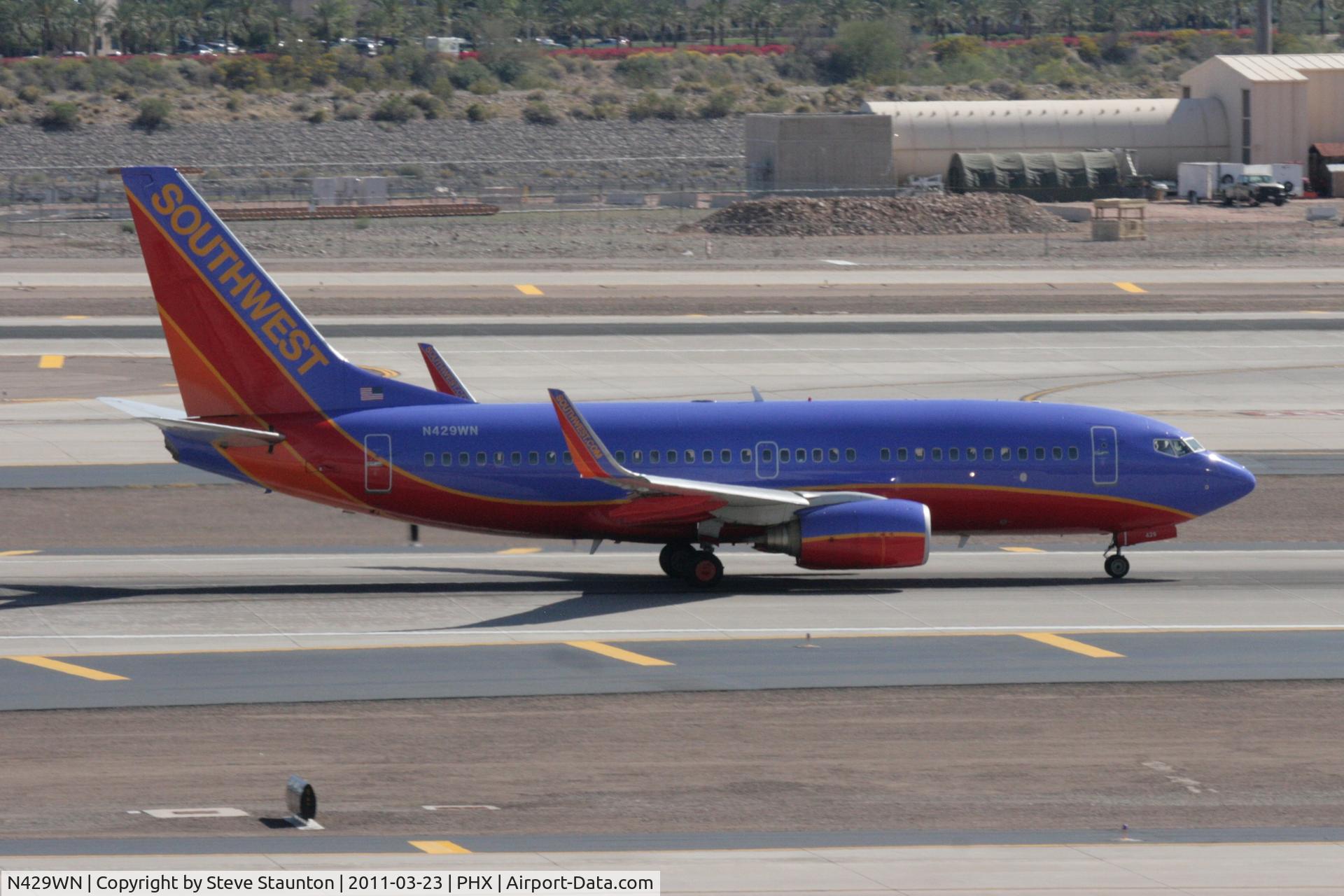 N429WN, 2002 Boeing 737-7H4 C/N 33658, Taken at Phoenix Sky Harbor Airport, in March 2011 whilst on an Aeroprint Aviation tour