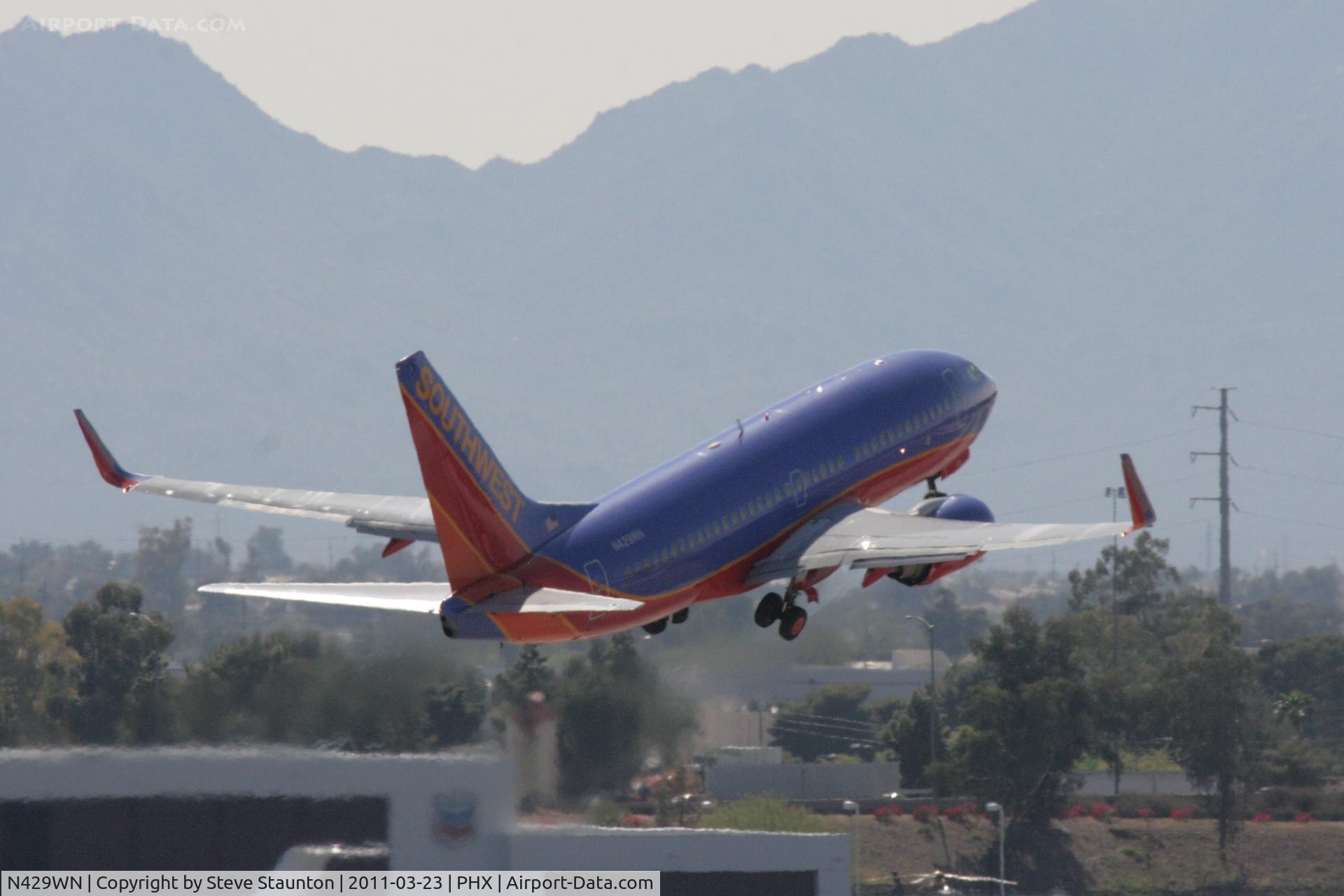 N429WN, 2002 Boeing 737-7H4 C/N 33658, Taken at Phoenix Sky Harbor Airport, in March 2011 whilst on an Aeroprint Aviation tour