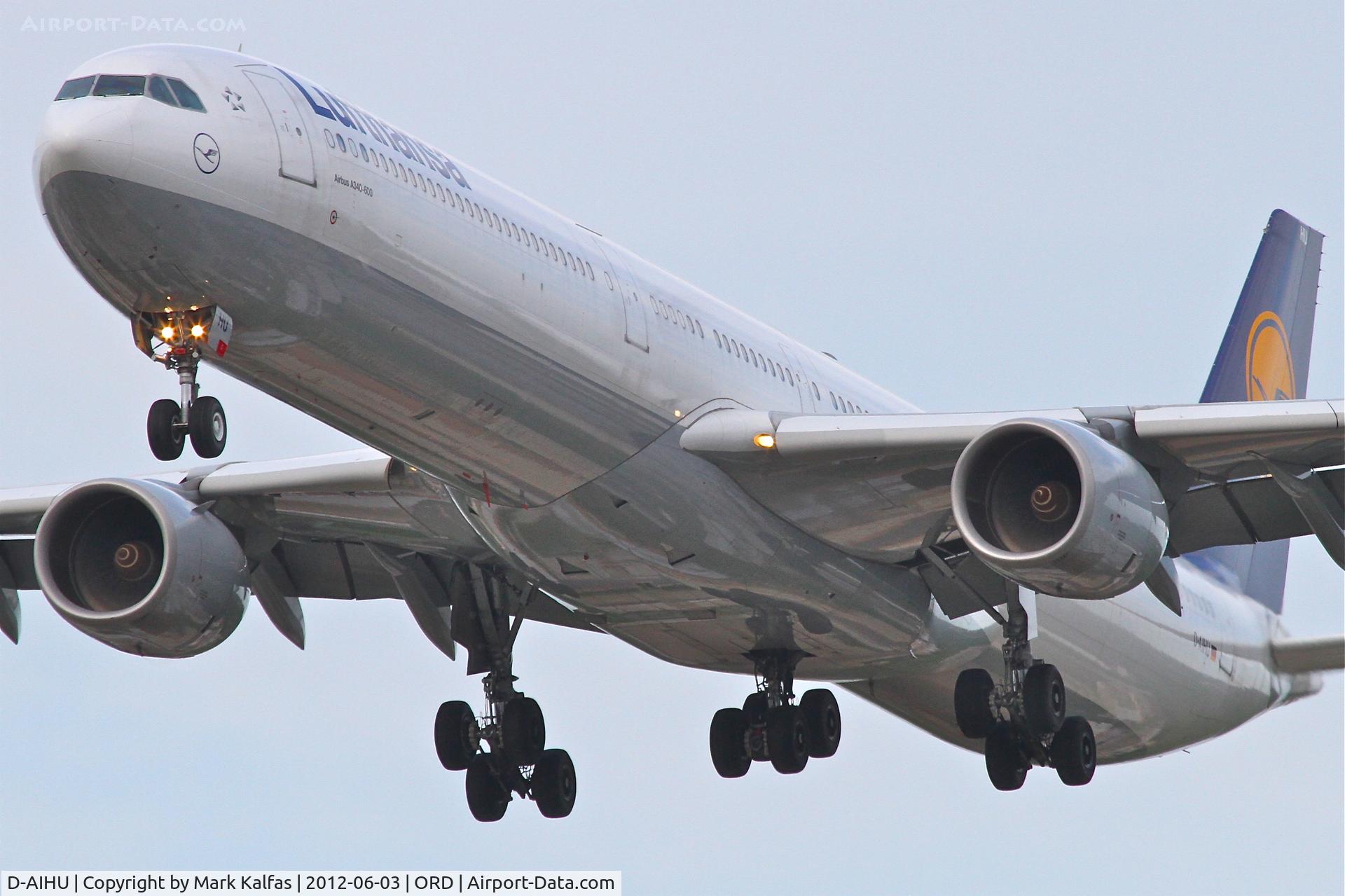 D-AIHU, 2008 Airbus A340-642 C/N 848, Lufthansa Airbus 340-642, DLH434 arriving from Munich Int'l /EDDM, RWY 28 approach KORD.