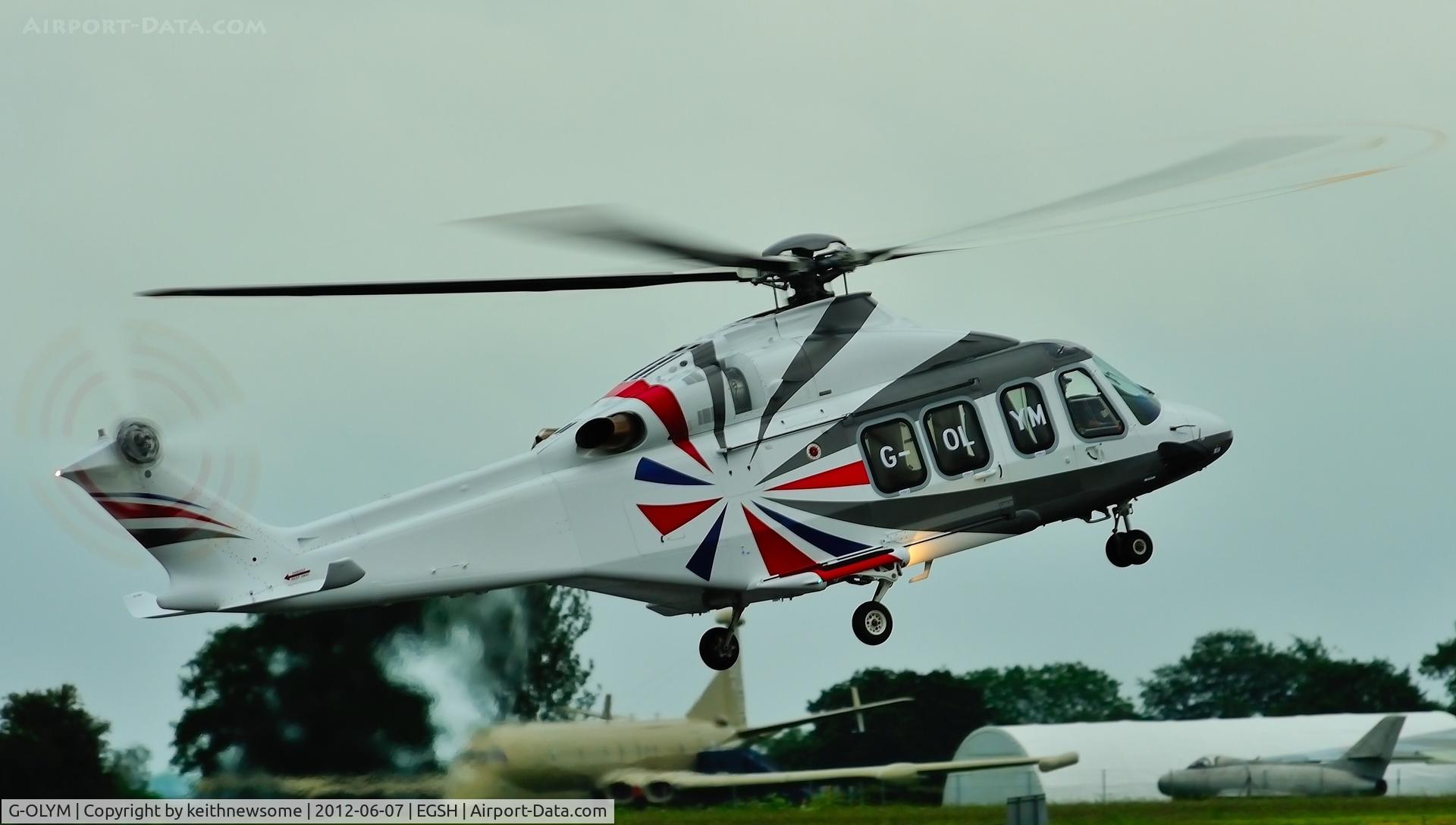 G-OLYM, 2010 AgustaWestland AW-139 C/N 31133, Taking off for a short test flight tonight !!