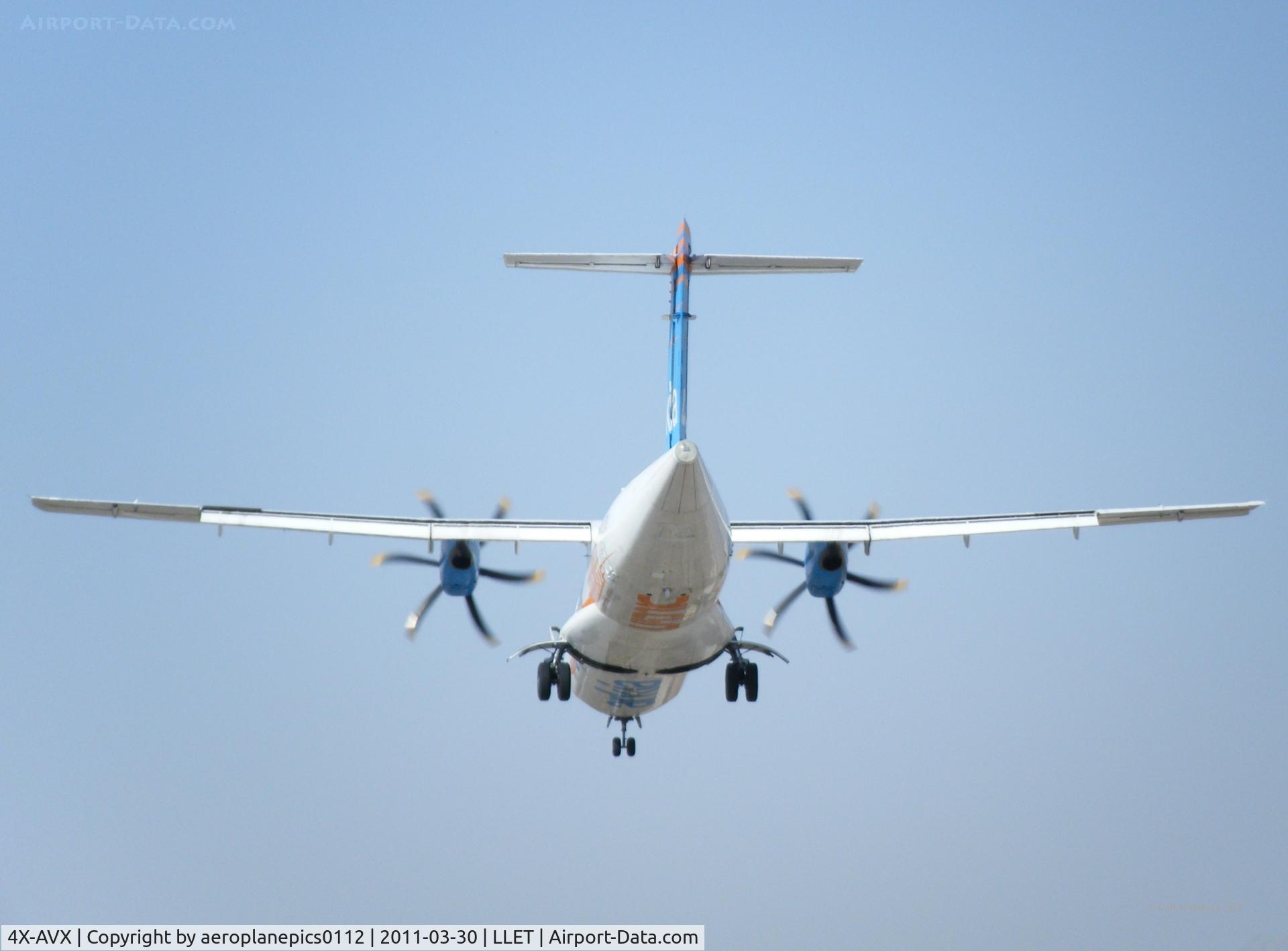 4X-AVX, 2001 ATR 72-212A C/N 656, 4X-AVX seen after passing overhead on final to Eilat Airport/J. Hozman Airport (ETH/LLET)
