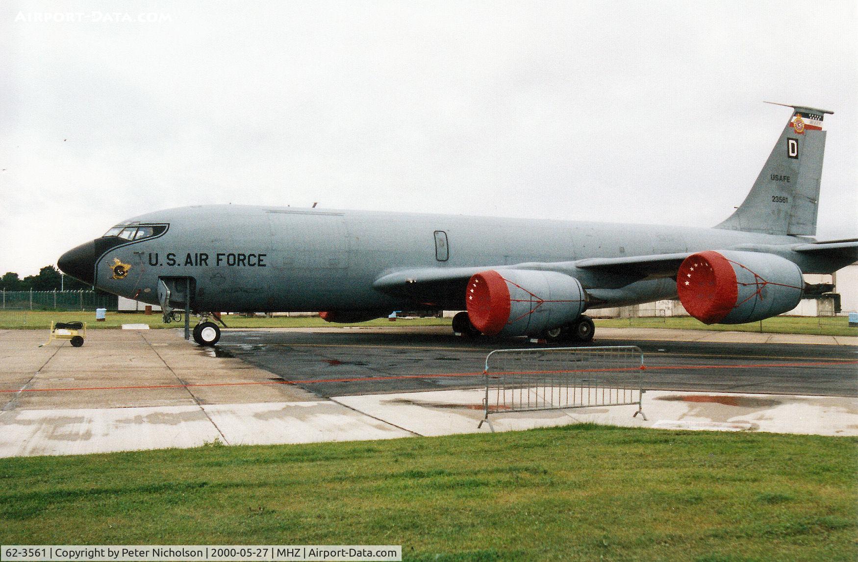 62-3561, 1963 Boeing KC-135E-BN Stratotanker C/N 18544, KC-135R Stratotanker of 351st Air Refuelling Squadron/100th Air Refuelling Wing on display at the 2000 RAF Mildenhall Air Fete.
