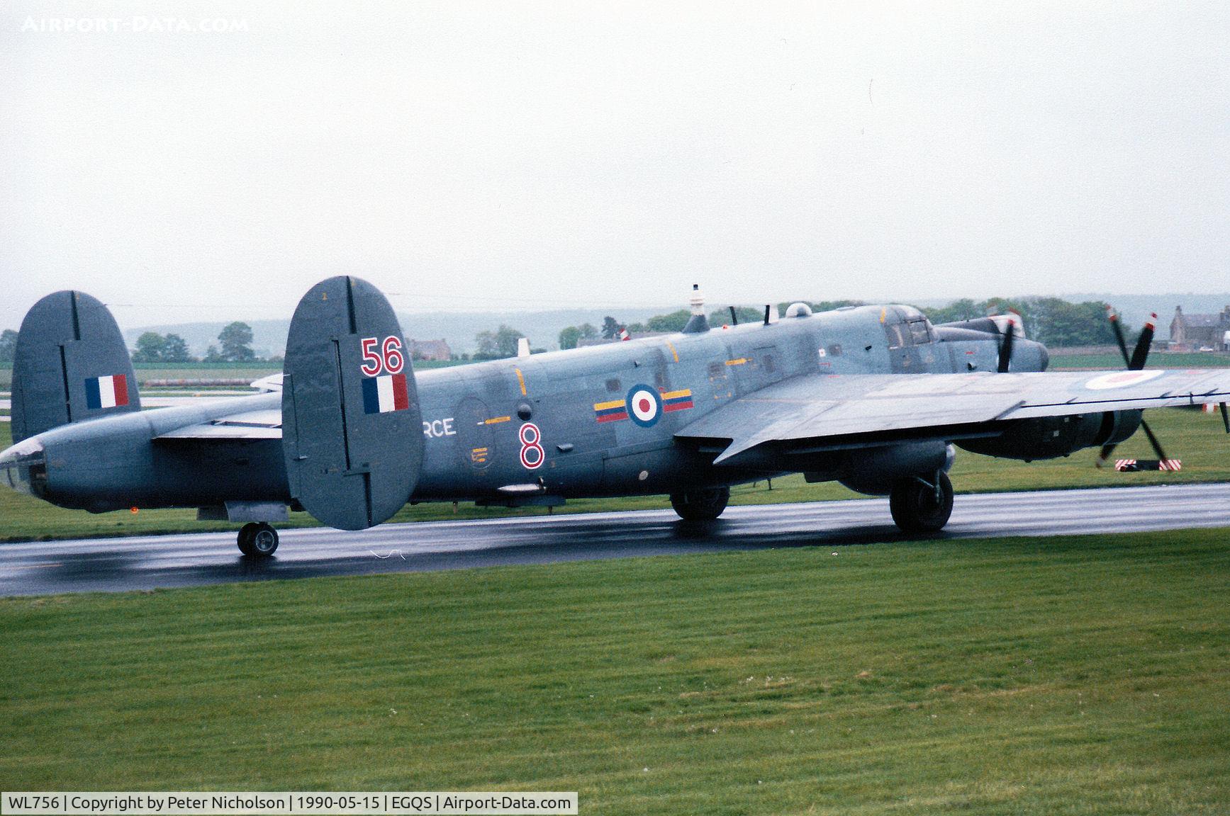WL756, 1953 Avro 716 Shackleton AEW.2 C/N R3/696/239002, Another view of the 8 Squadron Shackleton AEW.2 taxying to the active runway at RAF Lossiemouth in May 1990.