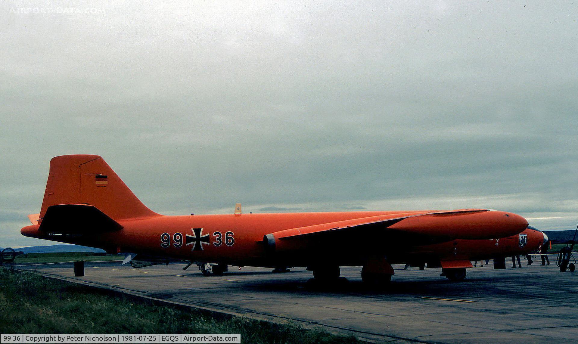 99 36, 1954 English Electric Canberra B.2 C/N R3/EA3/6644, This German Air Force Canberra B.2 of EST-61 on display at the 1981 RAF Lossiemouth Airshow is now preserved in Germany.