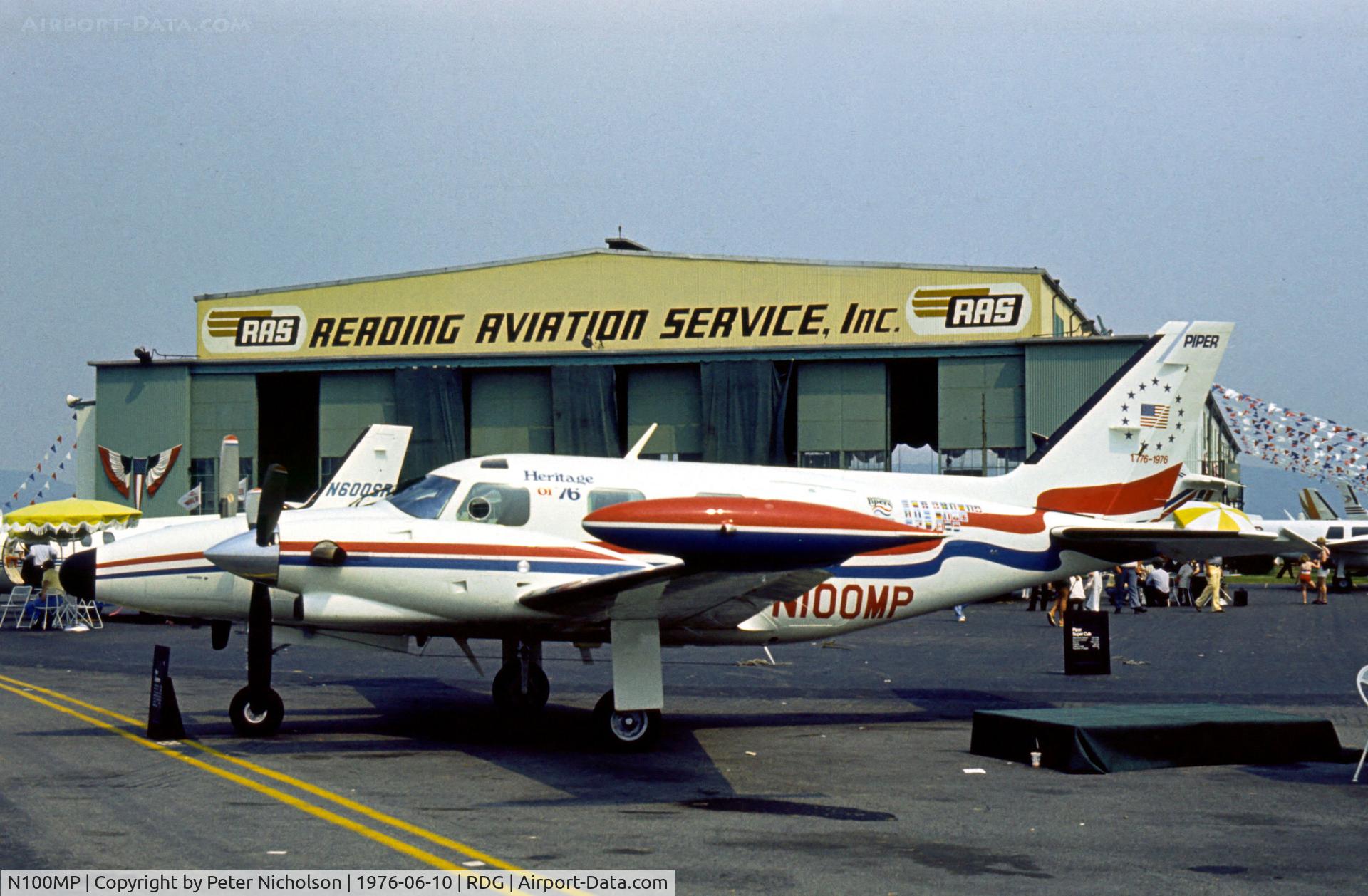 N100MP, 1976 Piper PA-31T Cheyenne II C/N 31T-7620023, PA-31T Cheyenne in Bi-Centennial colour scheme as Heritage of 76 on display at the 1976 Reading Airshow.