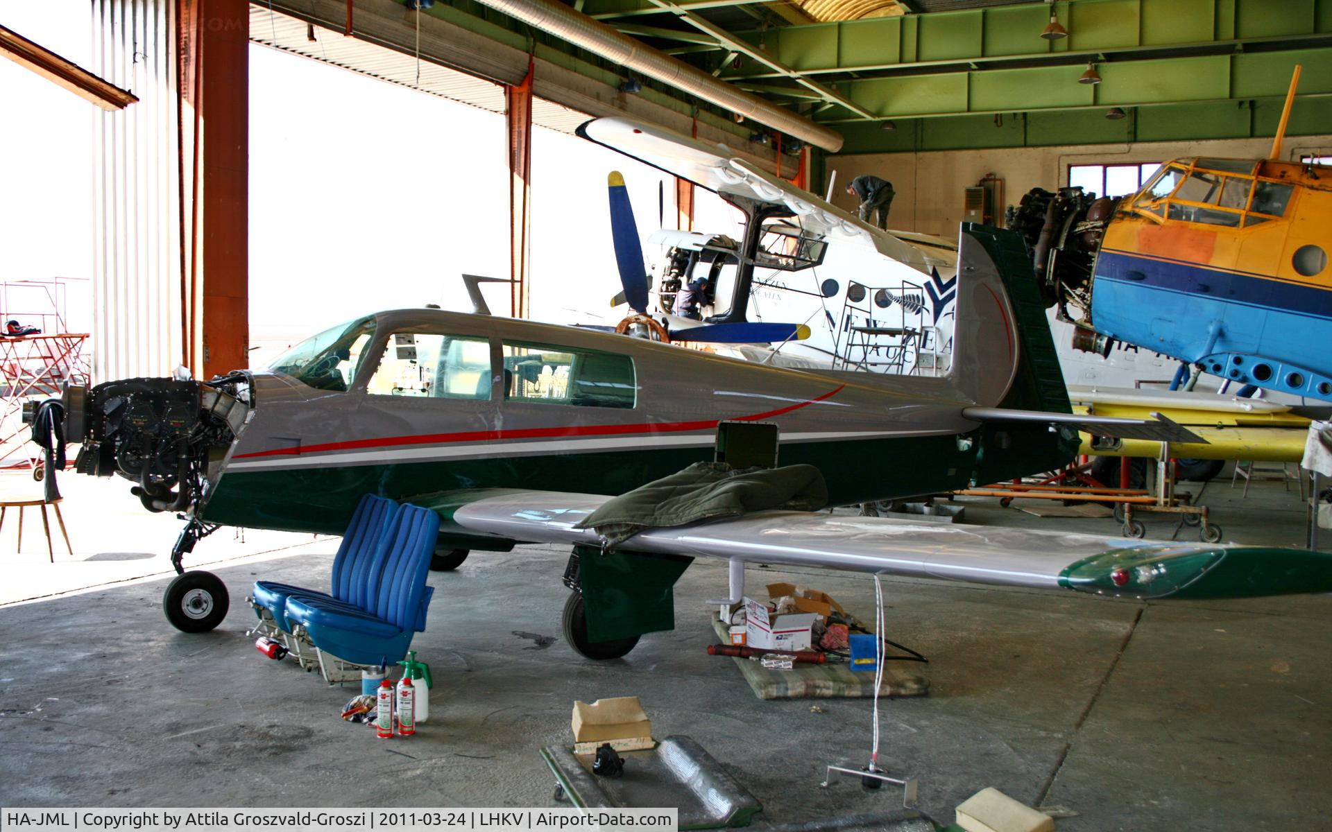 HA-JML, 1978 Mooney M20J 201 C/N 24-0586, In Kaposujlak Airport hangar