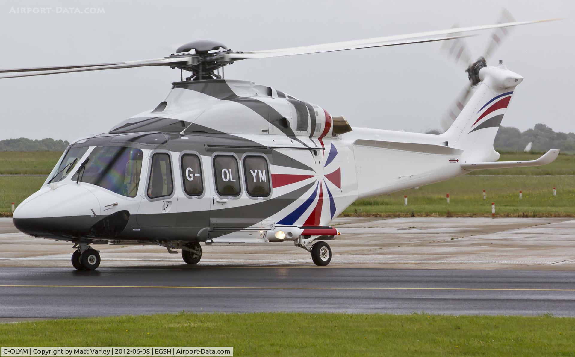 G-OLYM, 2010 AgustaWestland AW-139 C/N 31133, Departing EGSH.
