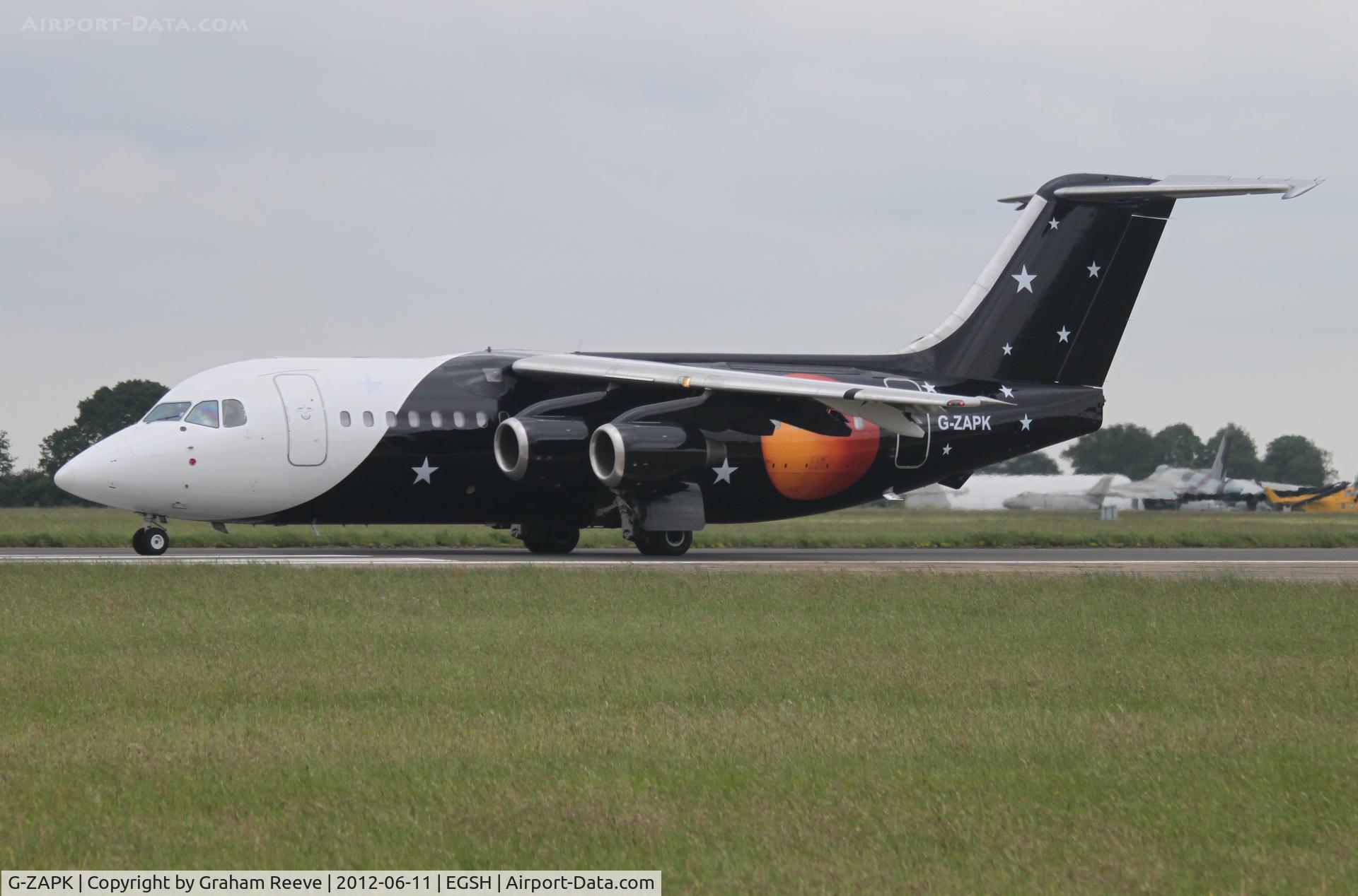 G-ZAPK, 1989 British Aerospace BAe.146-200QC Quick Change C/N E2148, About to depart.