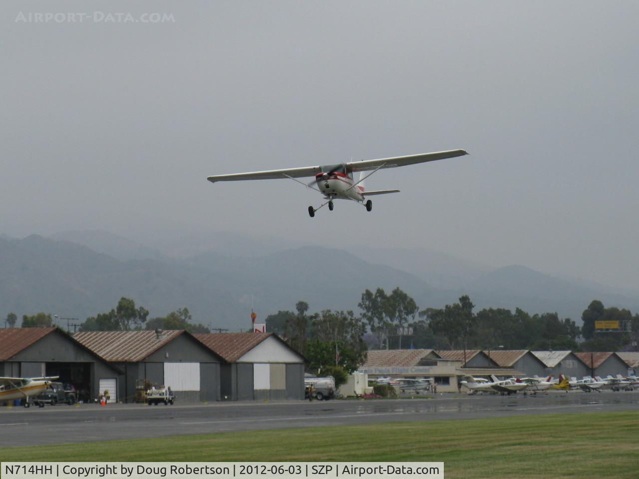 N714HH, 1977 Cessna 150M C/N 15079185, 1977 Cessna 150M, Continental O-200 100 Hp, takeoff climb Rwy 22