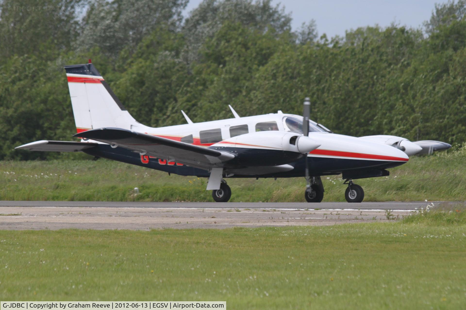 G-JDBC, 1975 Piper PA-34-200T Seneca II C/N 34-7570150, Just landed.