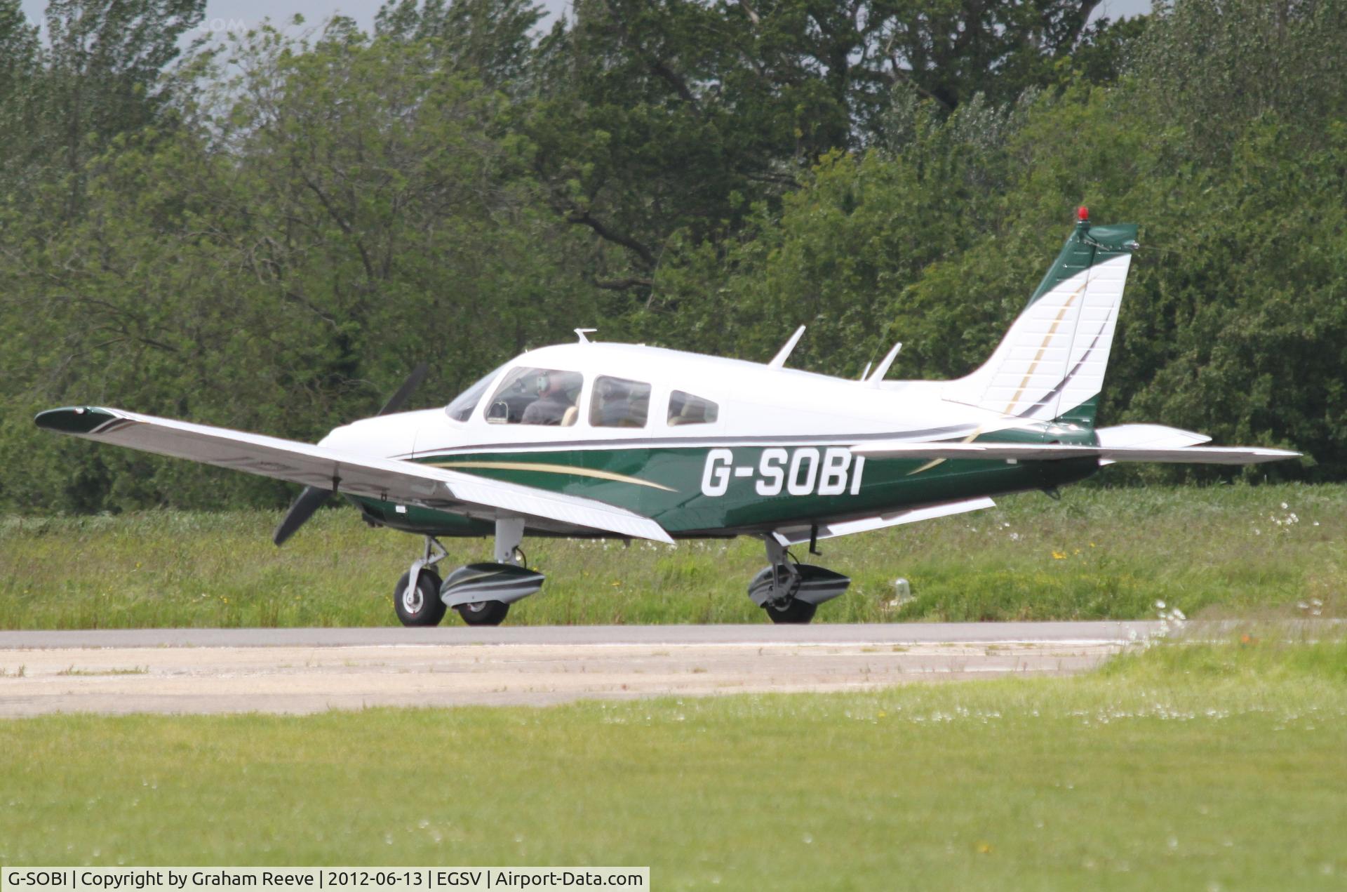G-SOBI, 1976 Piper PA-28-181 Cherokee Archer II C/N 28-7690212, Just landed.
