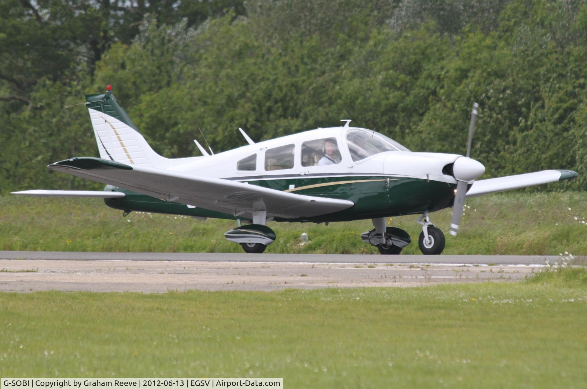 G-SOBI, 1976 Piper PA-28-181 Cherokee Archer II C/N 28-7690212, Just landed.