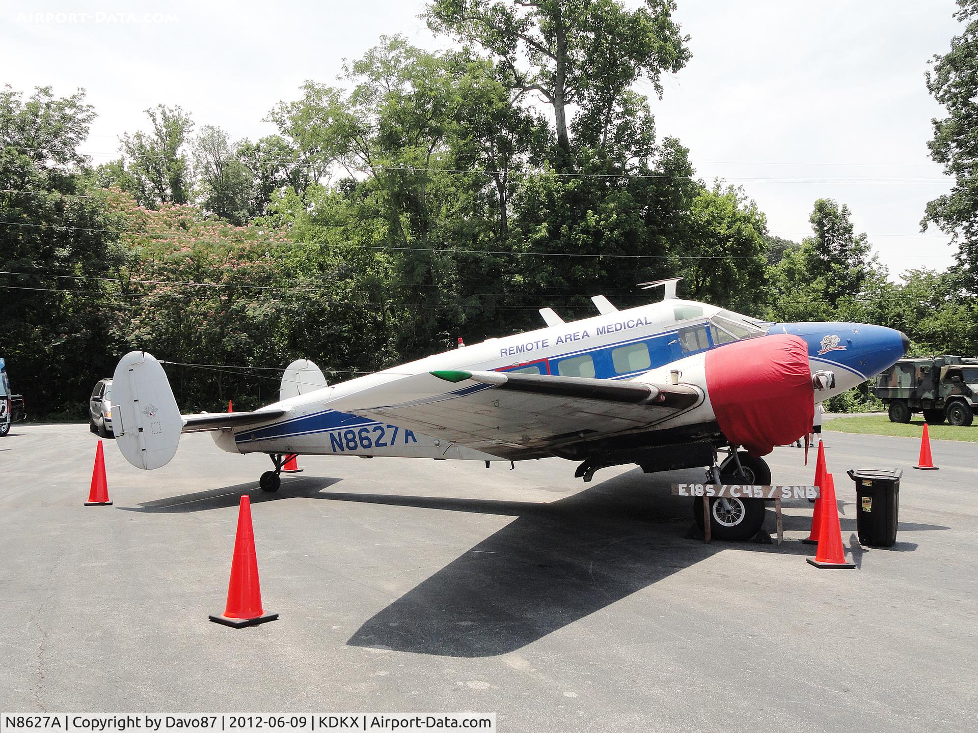 N8627A, 1957 Beech E18S C/N BA-283, Static display at the 9th Annual Remote Area Medical Salute to Service at Island Airport in Knoxville, TN.