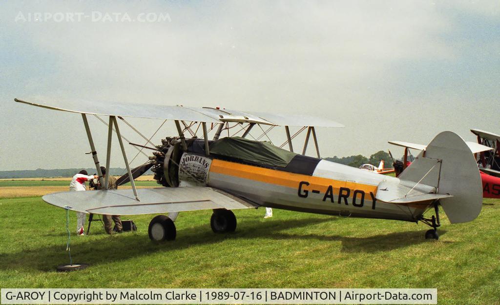 G-AROY, 1942 Boeing PT-17 Kaydet (A75N1) C/N 75-4775, Boeing A75N1, Badminton UK, July 1989.