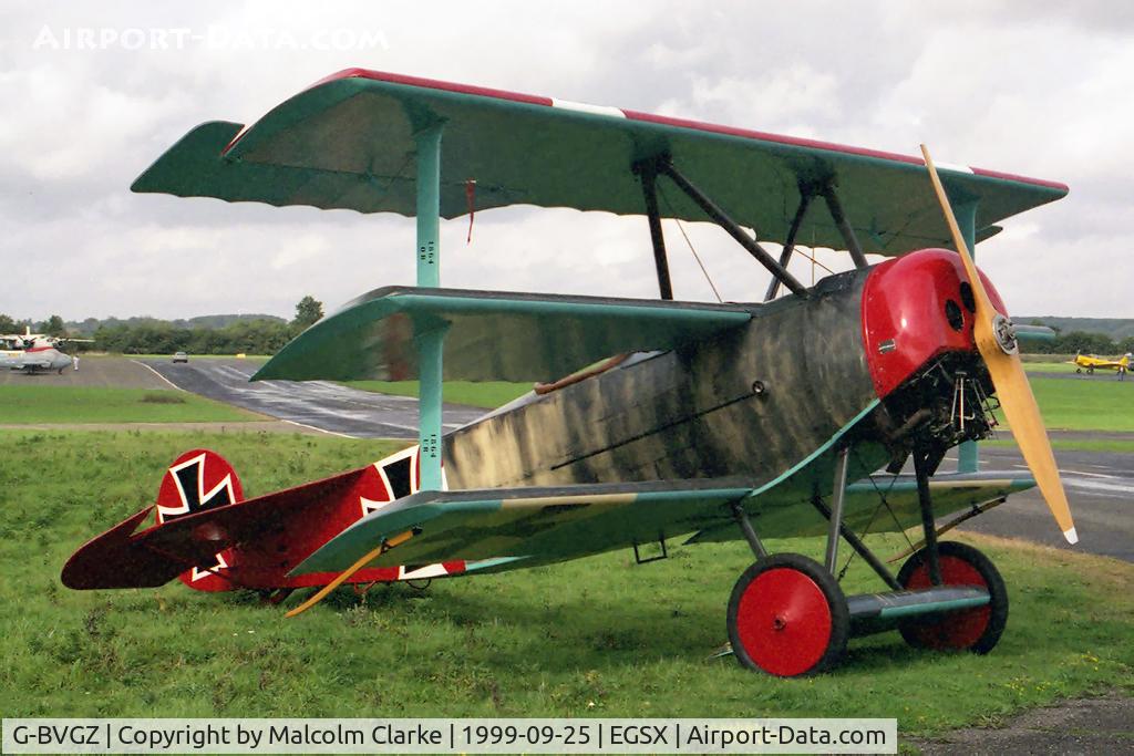 G-BVGZ, 1994 Fokker Dr.1 Triplane Replica C/N PFA 238-12654, Fokker DR1 Triplane Replica, North Weald, September 1999.