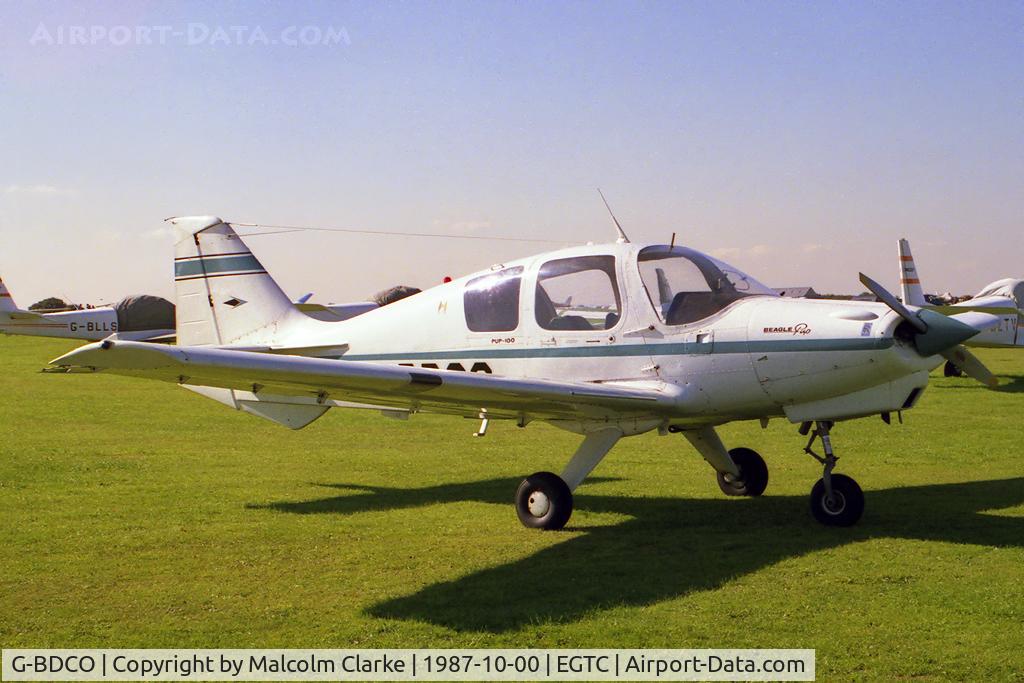 G-BDCO, 1969 Beagle B-121 Pup Series 1 (Pup 100) C/N B121-171, Beagle B-121 Pup 100, Cranfield, October 1987.