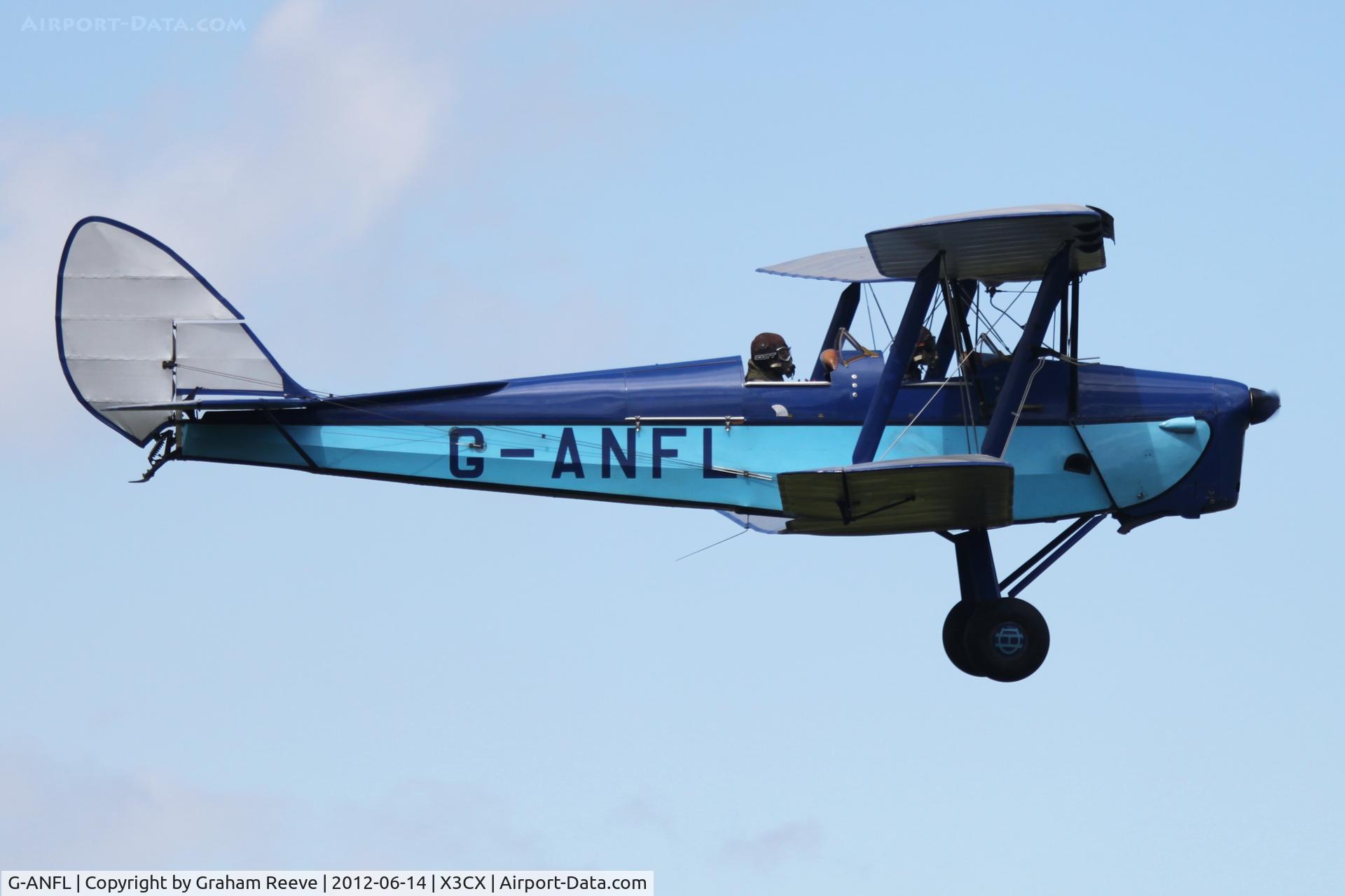 G-ANFL, 1941 De Havilland DH-82A Tiger Moth II C/N 84617, About to land.