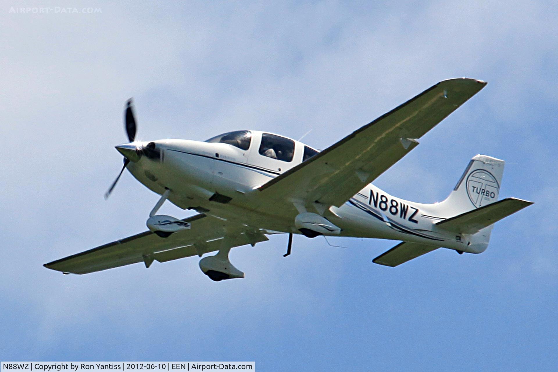 N88WZ, Cirrus SR22T C/N 3597, Short final for runway 02, Dillant-Hopkins Airport, Keene, NH