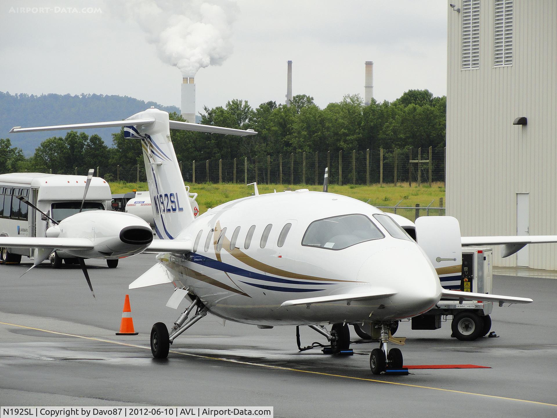N192SL, 2009 Piaggio P-180 Avanti C/N 1199, Parked at Asheville, NC airport on June 10, 2012.