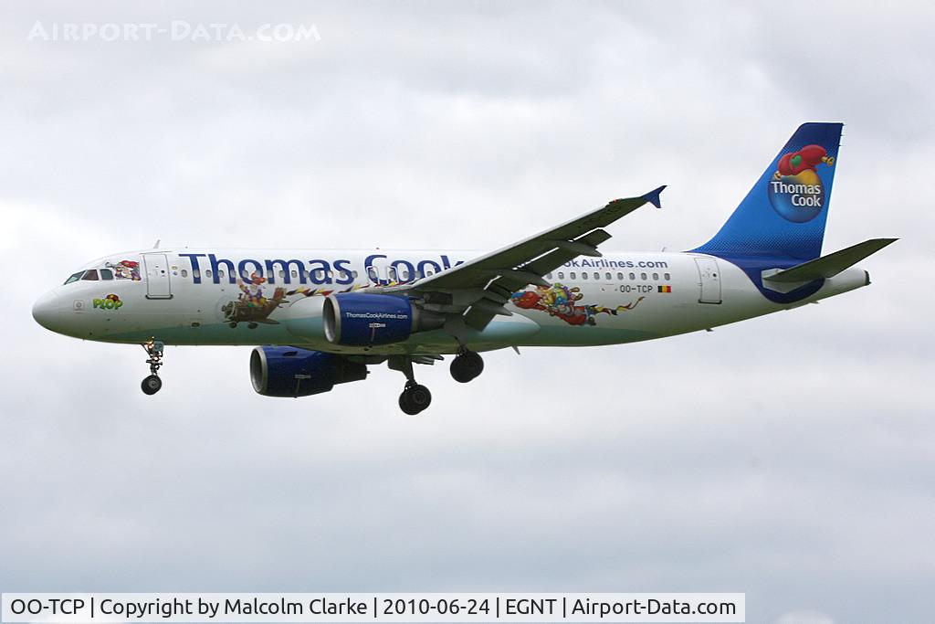 OO-TCP, 1996 Airbus A320-214 C/N 653, Airbus A320-214 on finals to 25 at Newcastle Airport in June 2010.