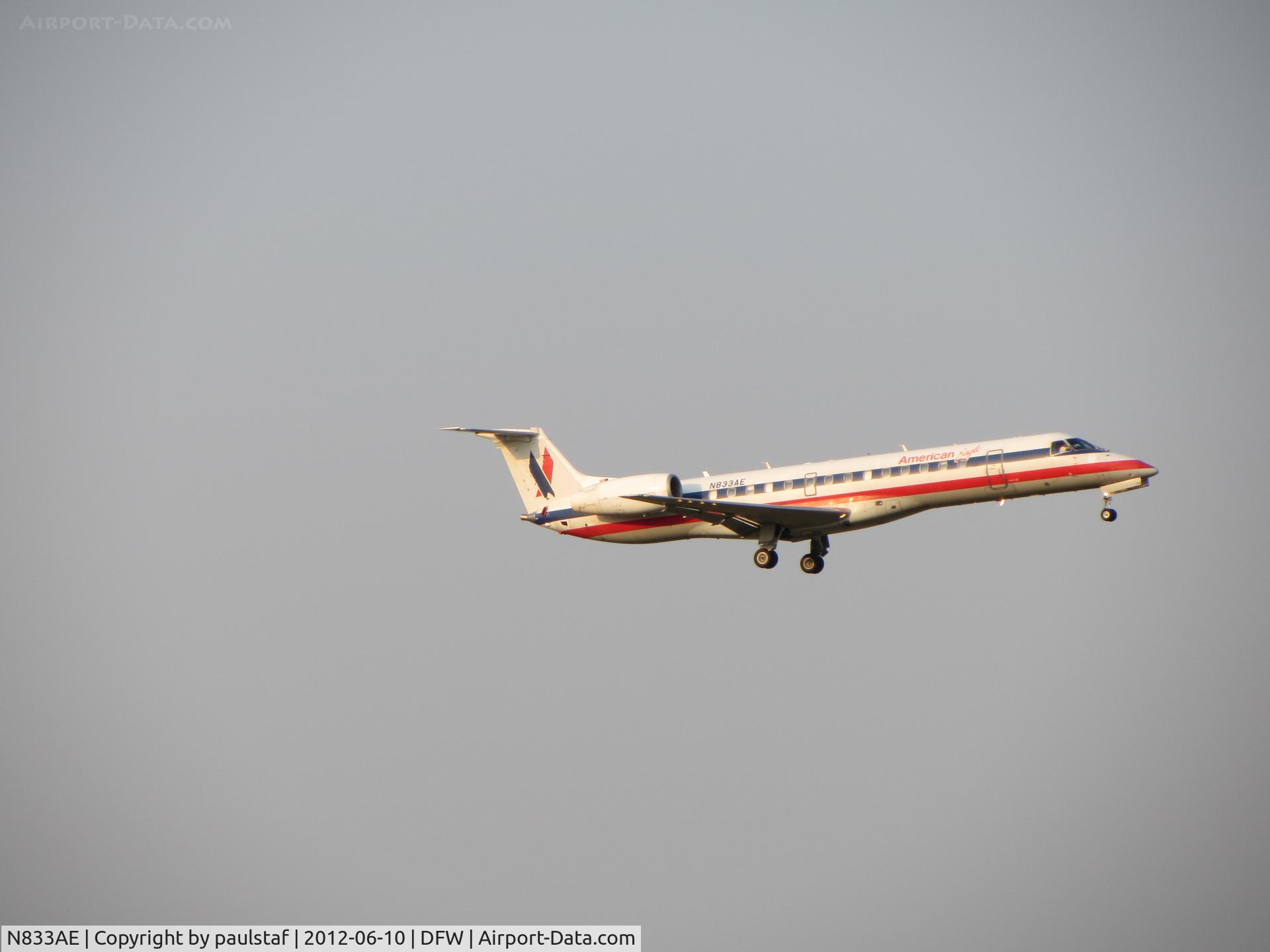 N833AE, 2002 Embraer ERJ-140LR (EMB-135KL) C/N 145629, On approach at DFW airport