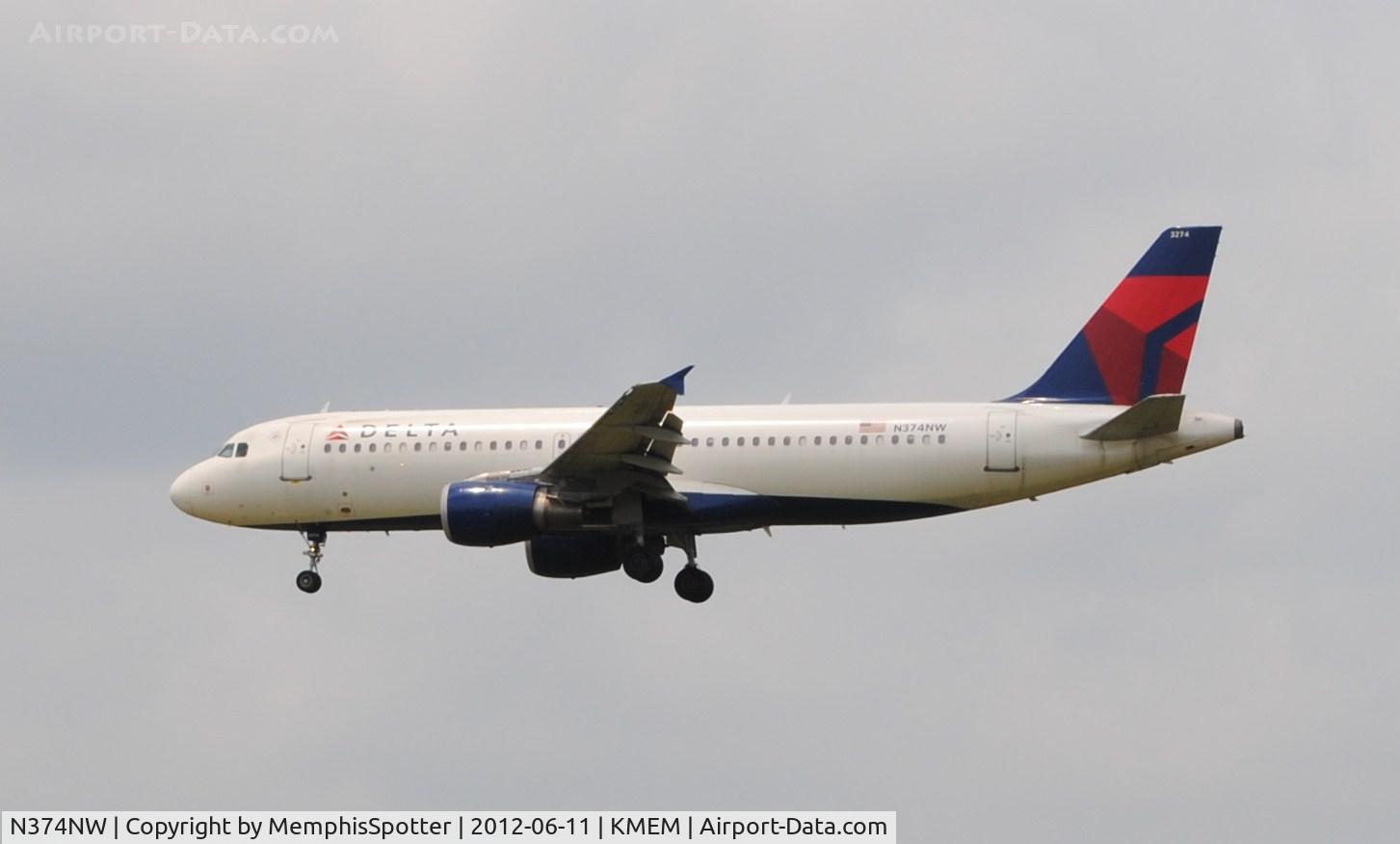 N374NW, 2001 Airbus A320-212 C/N 1646, Delta Air Lines #1888 makes it into Memphis's 18R