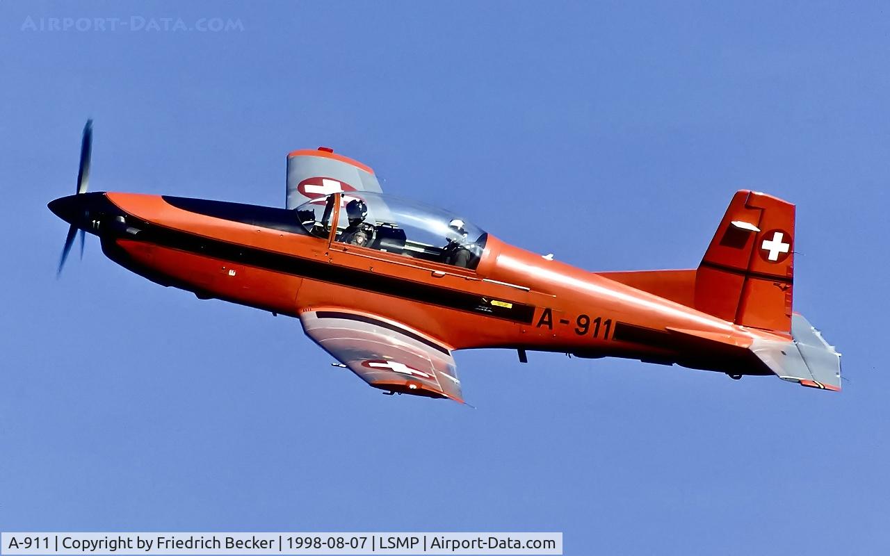 A-911, 1982 Pilatus PC-7 C/N 319, departure from Payerne AB